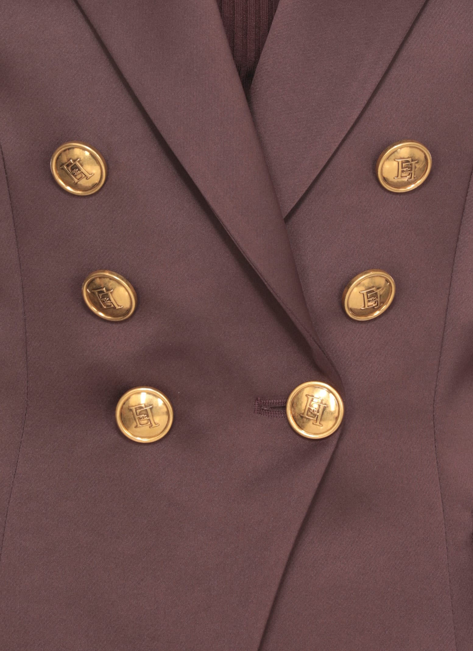 Elisabetta Franchi Duchesse Blazer With Jewel Buttons In Purple
