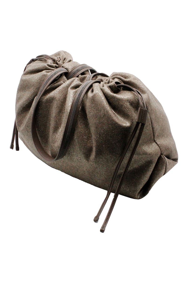 Brunello Cucinelli Shopping Bag In Wool Blend With Lurex With Drawstring Closure And Button.