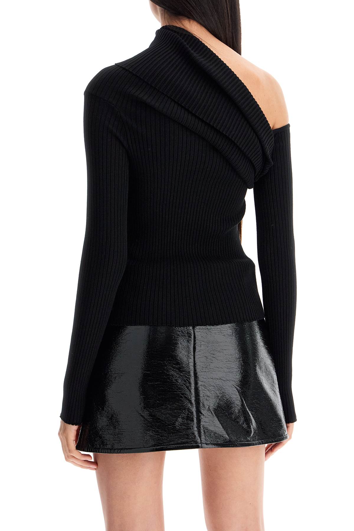 Shop Courrèges One-shoulder Ribbed In Black (black)