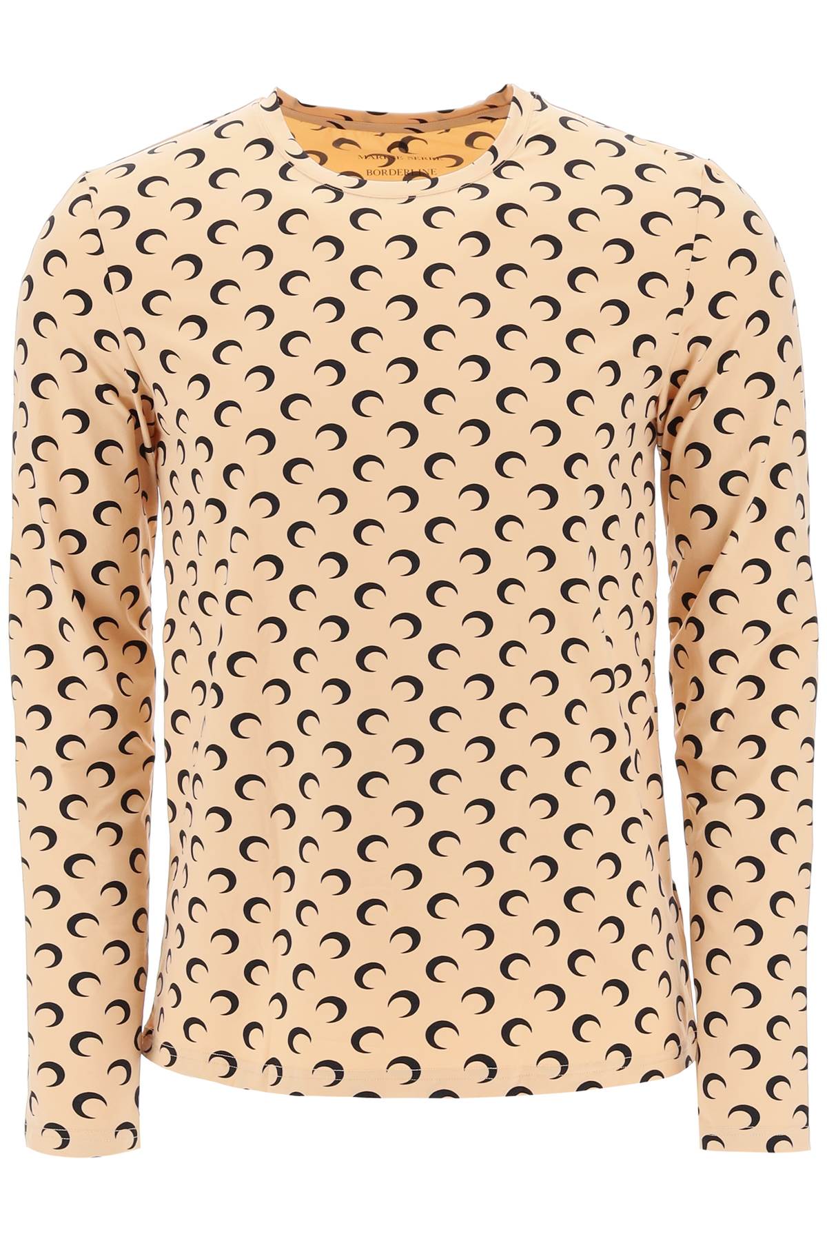 Shop Marine Serre All Over Moon Long-sleeved T-shirt In Beige