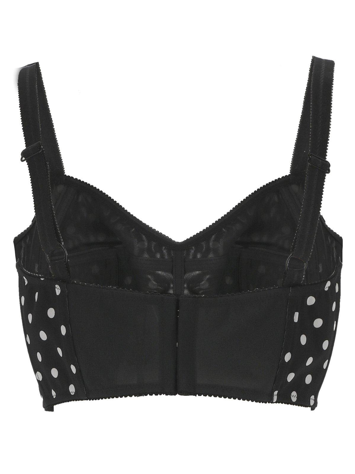 Shop Dolce & Gabbana Polka-dot Marquisette Corset Top In Black