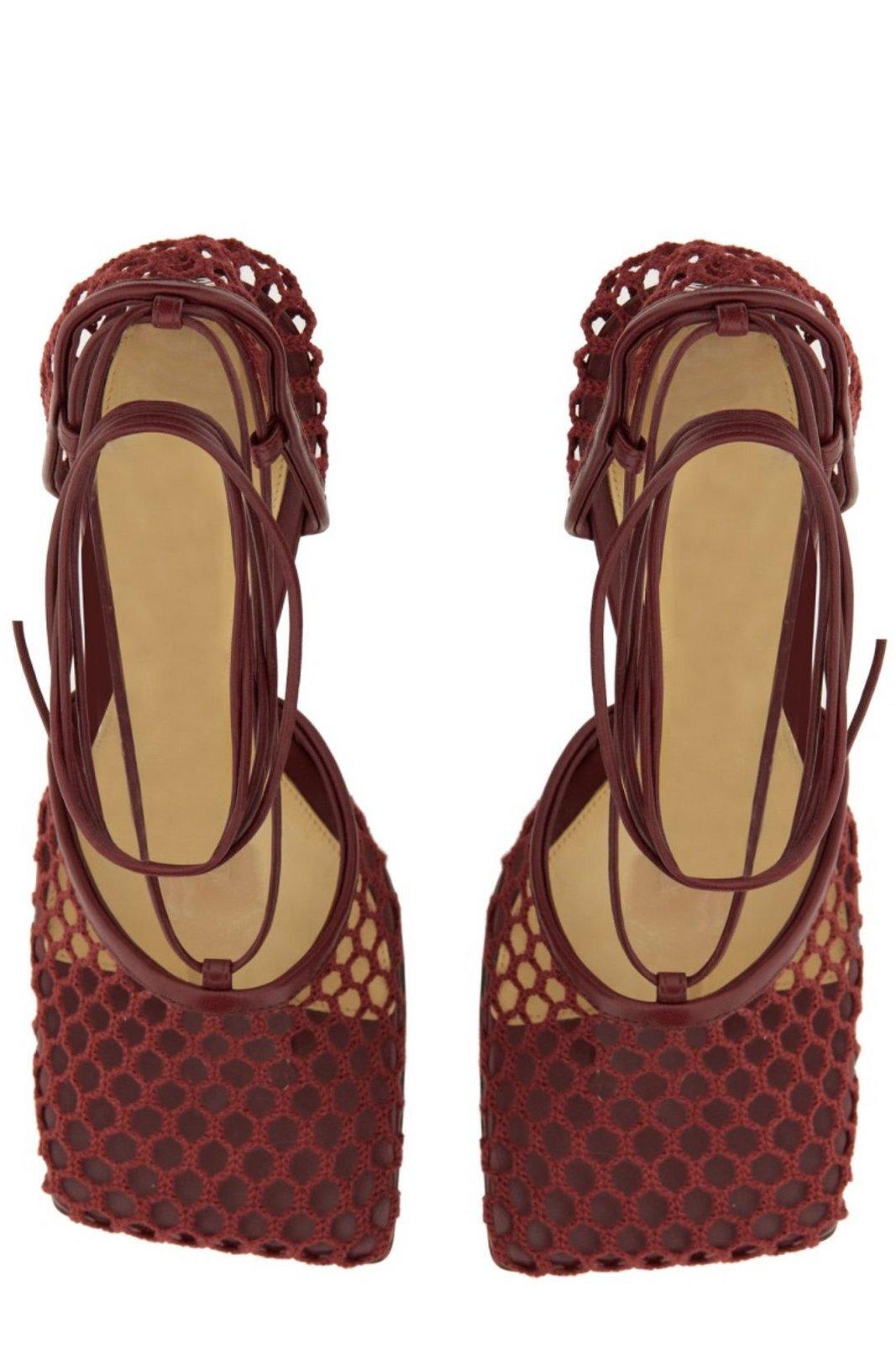 Shop Bottega Veneta Stretch Lace-up Pumps In Bordeaux