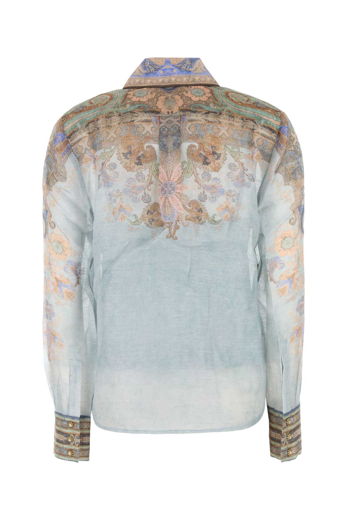 Shop Zimmermann Printed Linen Blend Eden Shirt In Bluepaisley