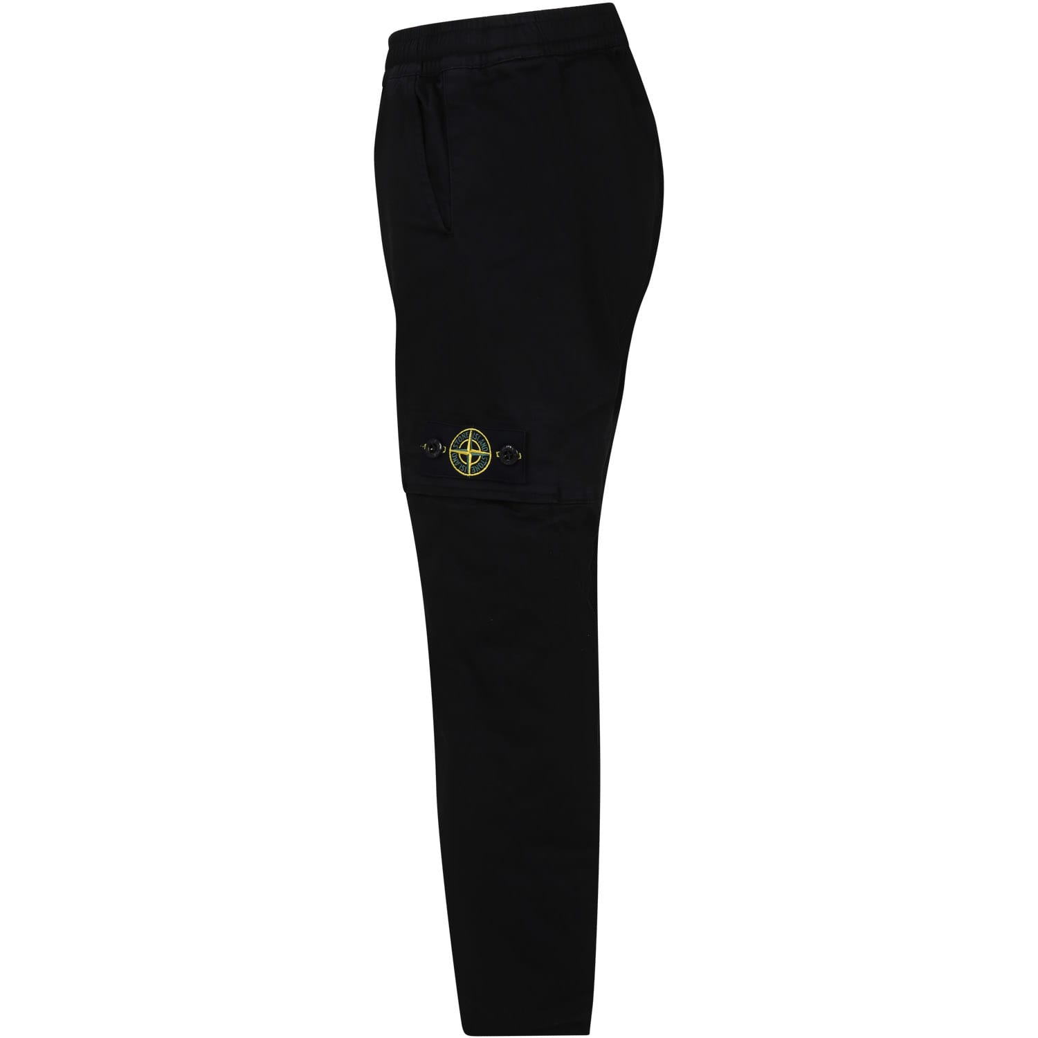 Stone Island Black Trousers For Boy With Compass In Black