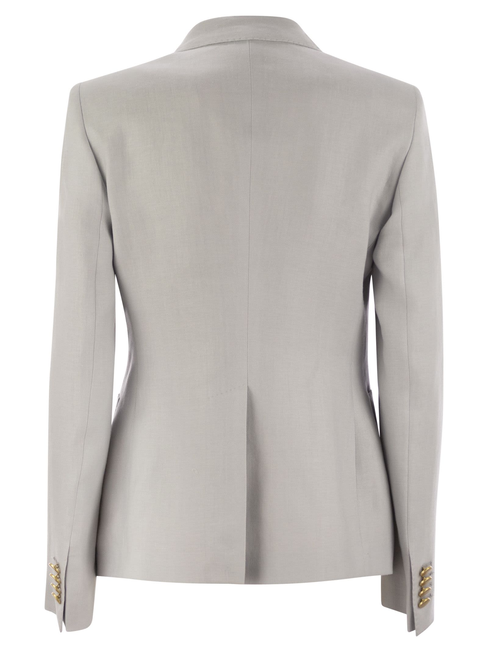 Tagliatore Women Linen Double-breasted Blazer In Light Grey