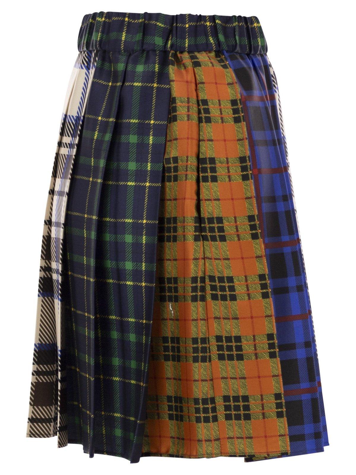 Shop Weekend Max Mara Checked Pleated Skirt In 002 Beige