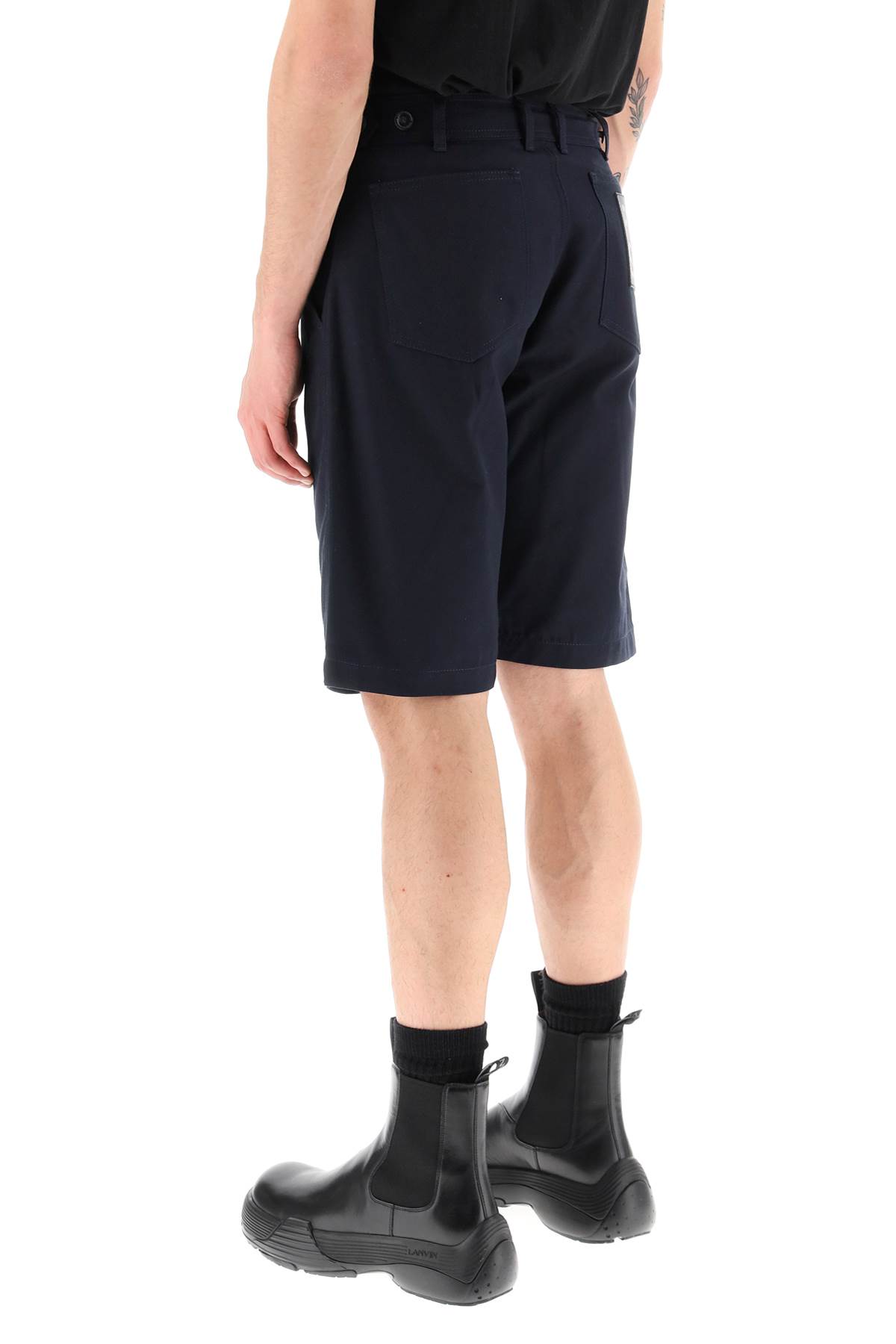 Shop Raf Simons Cotton Canvas Shorts In Dark Navy (blue)