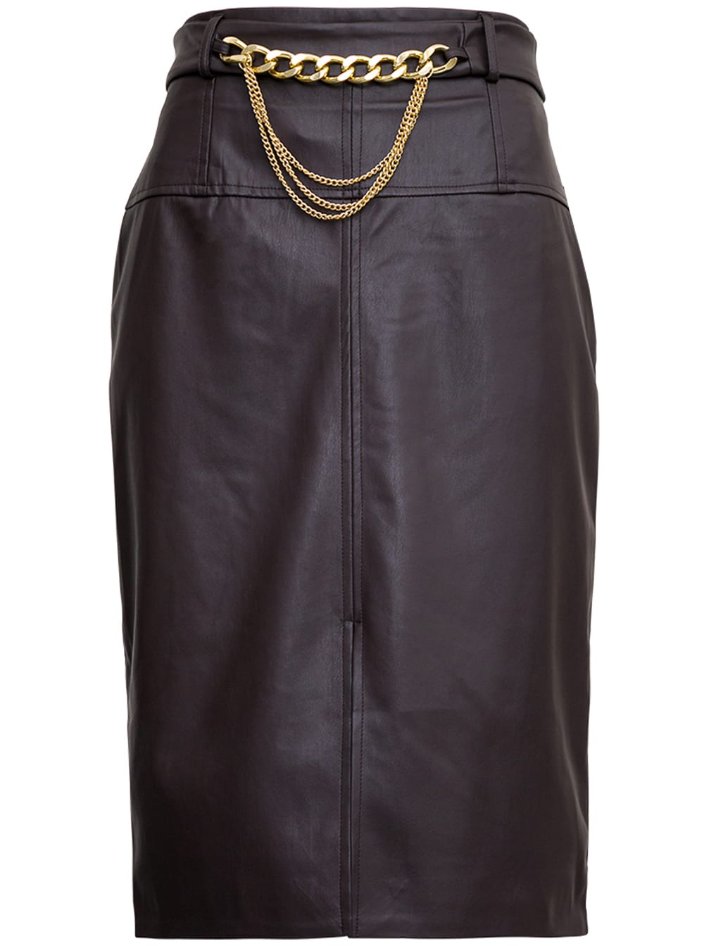 Liu-Jo Longuette Leatheret Skirt With Chain Belt Detail