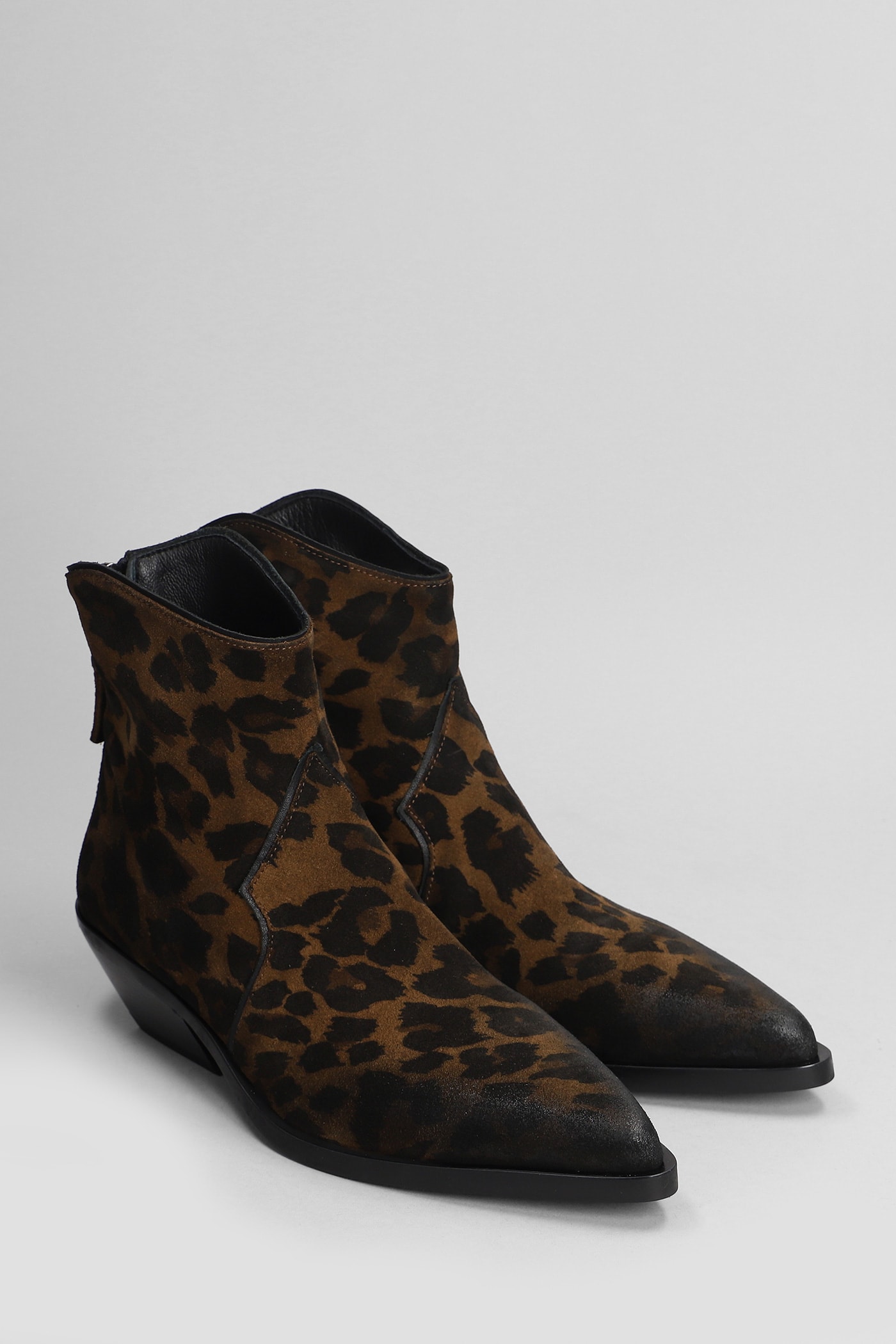 Shop Elena Iachi Texan Ankle Boots In Animalier Suede