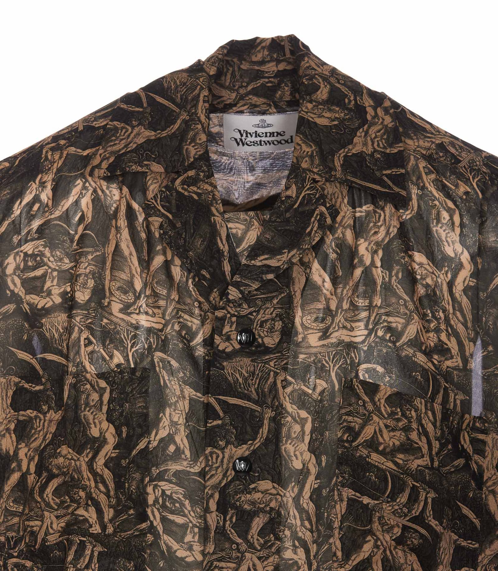 Shop Vivienne Westwood Camp Battle Of Men Print Shirt In Brown