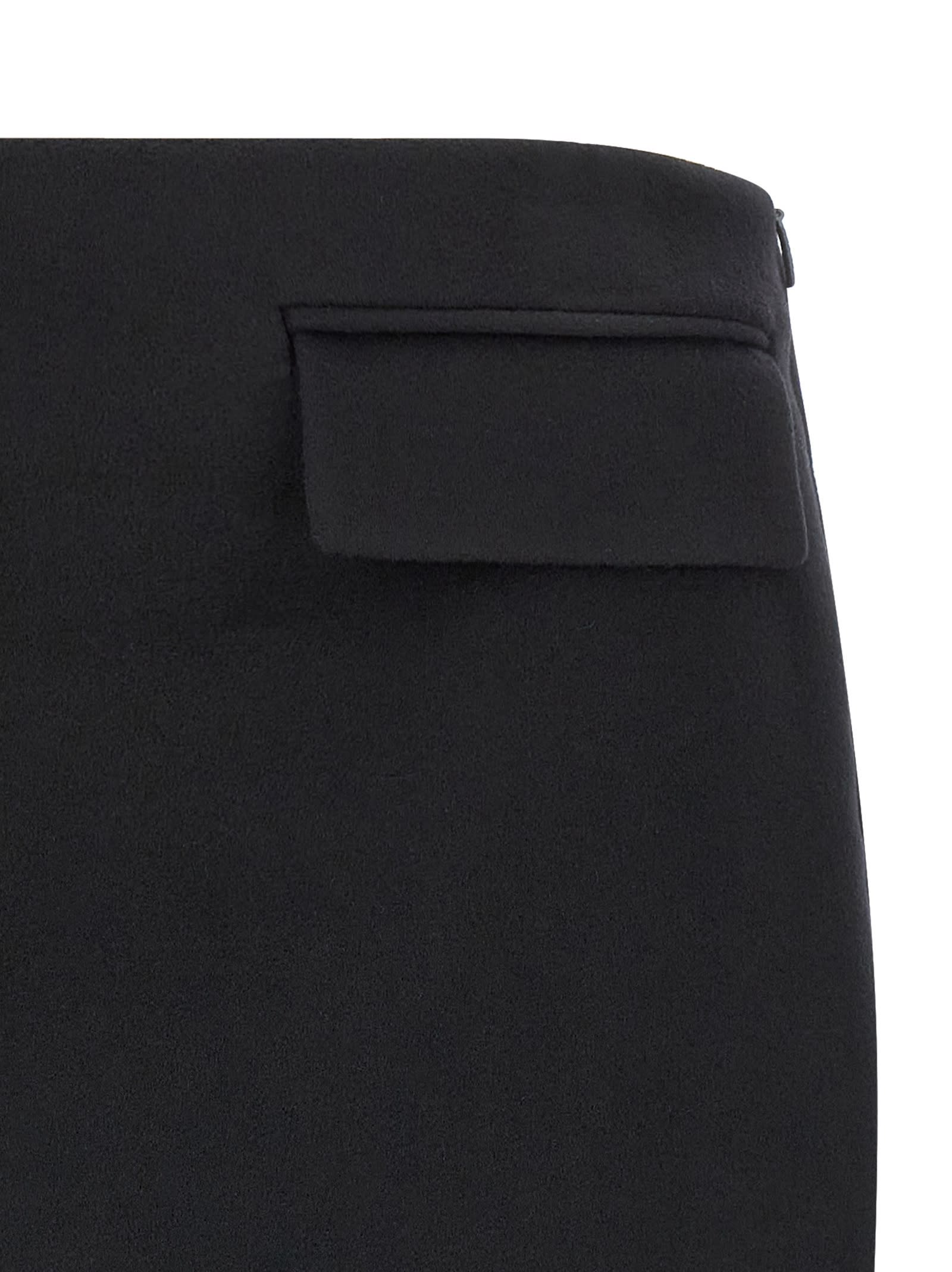 Ferragamo Flap-pocket Mini Skirt In Black