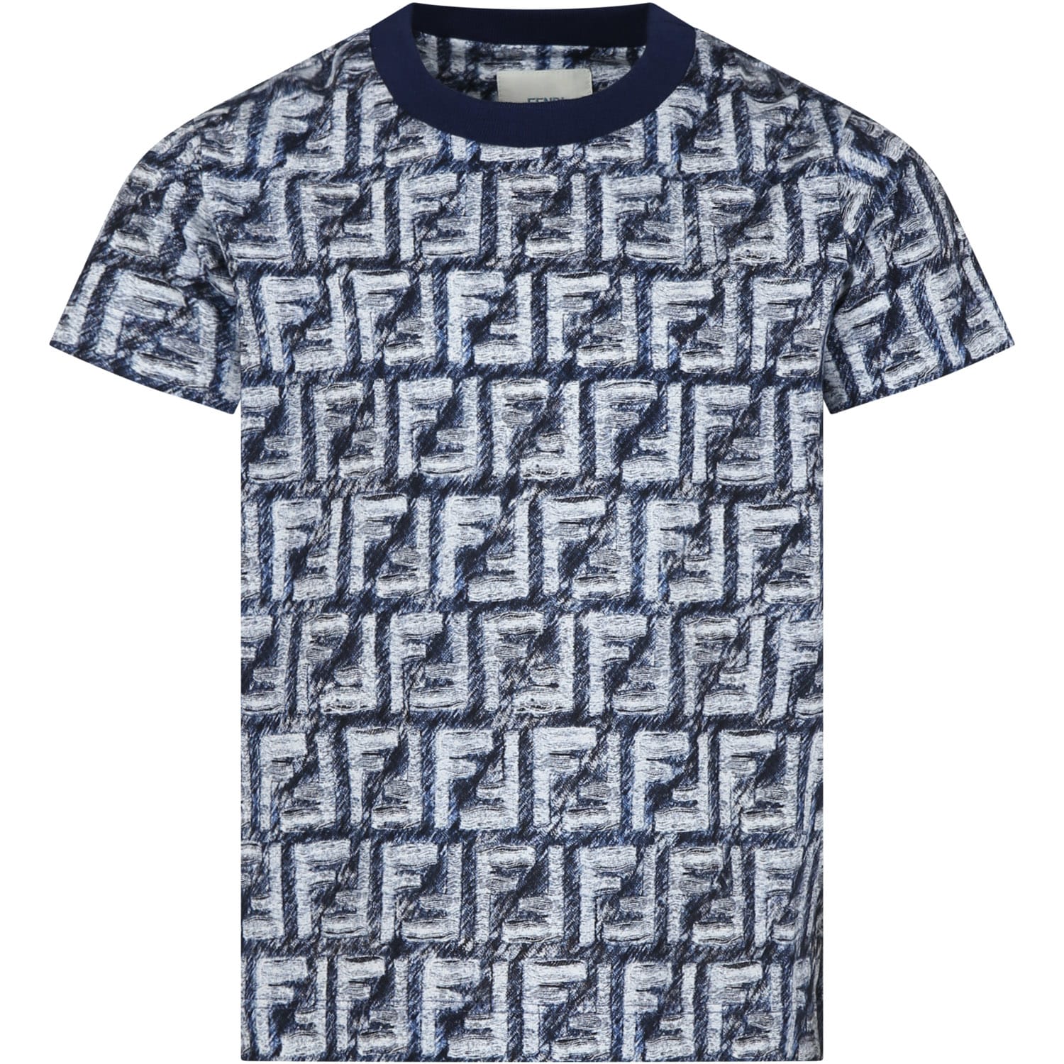 Fendi Blue T-shirt For Boy With Iconic Ff
