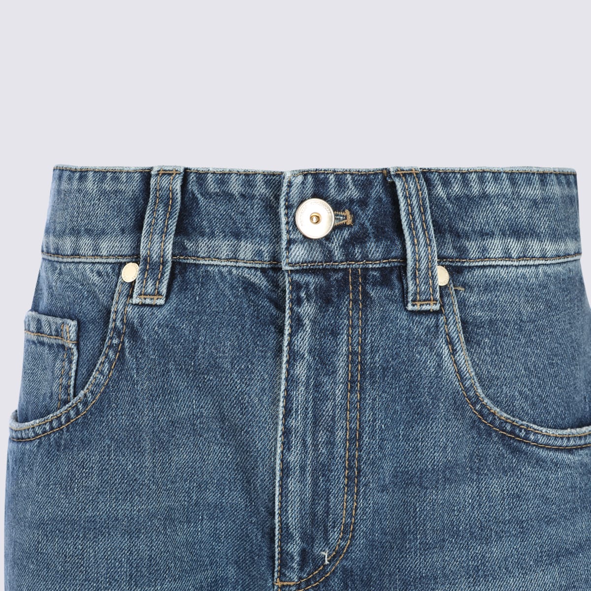 Brunello Cucinelli Belt Loop Denim Trousers In Blue