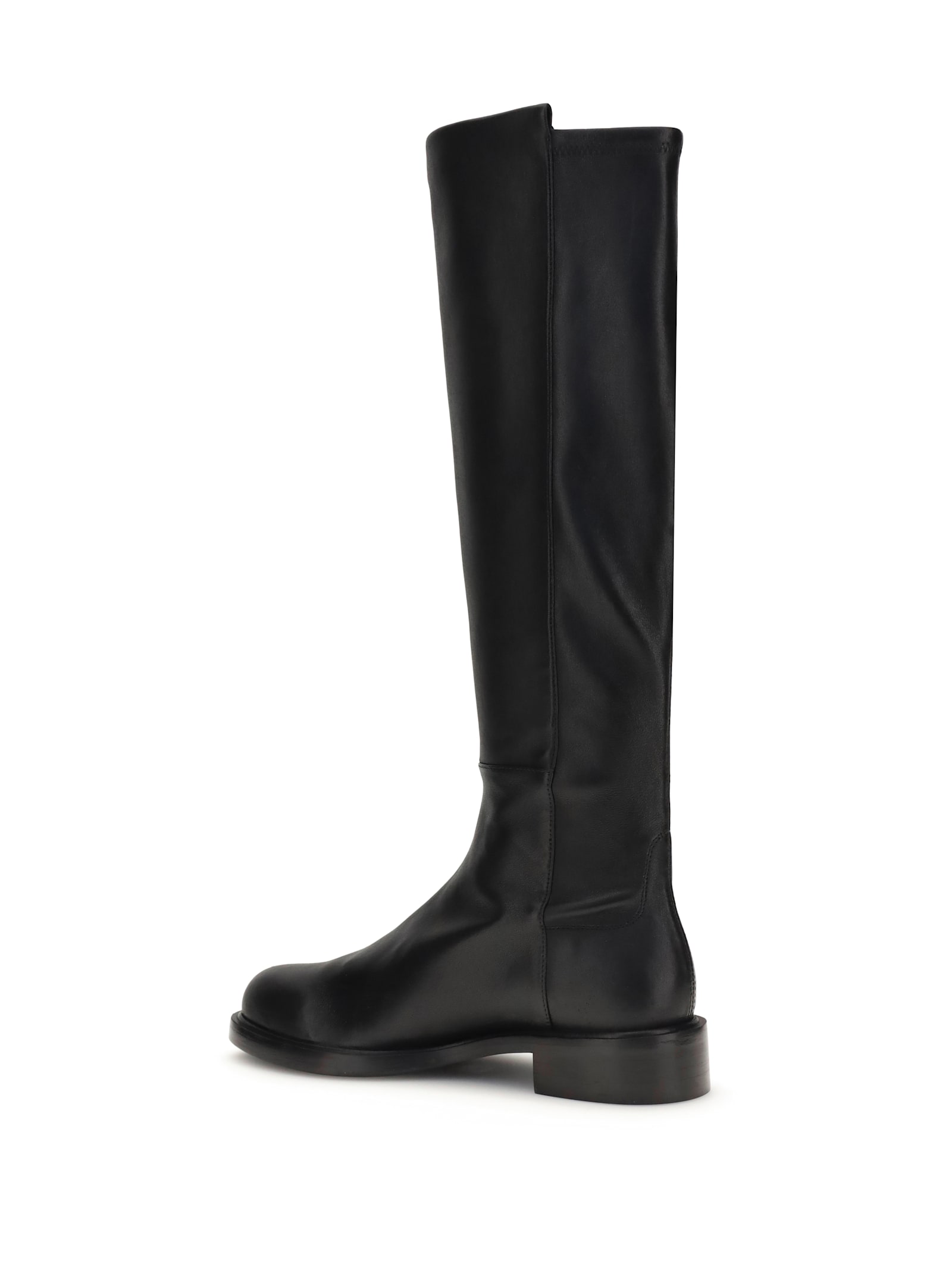 Stuart Weitzman Black Nappa Leather And Fabric Celia Boots In Black