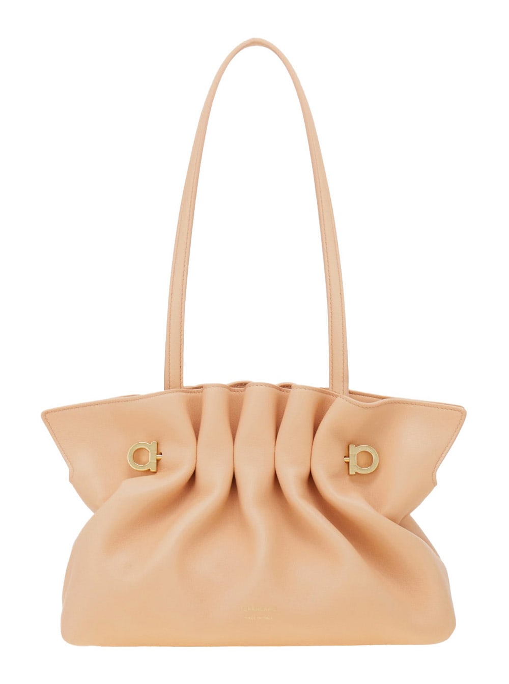 Shop Ferragamo Pink Crossbody Bag With Chain-link Handle And Gancini Plaque On The Front In Leather Woman