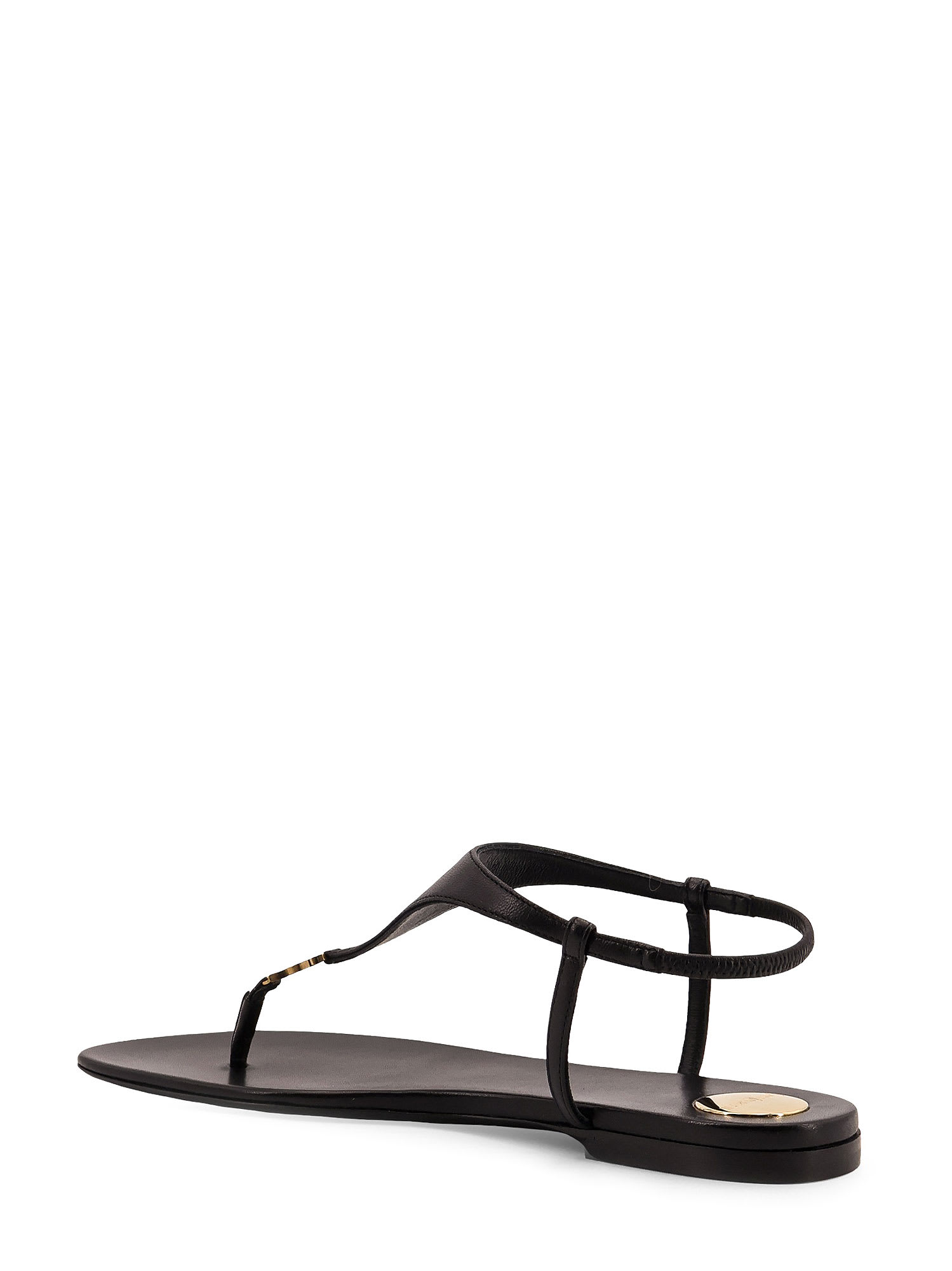 Saint Laurent Sandali Piatti Cassandre In Pelle Liscia Con Tomaia Triangolare In Black