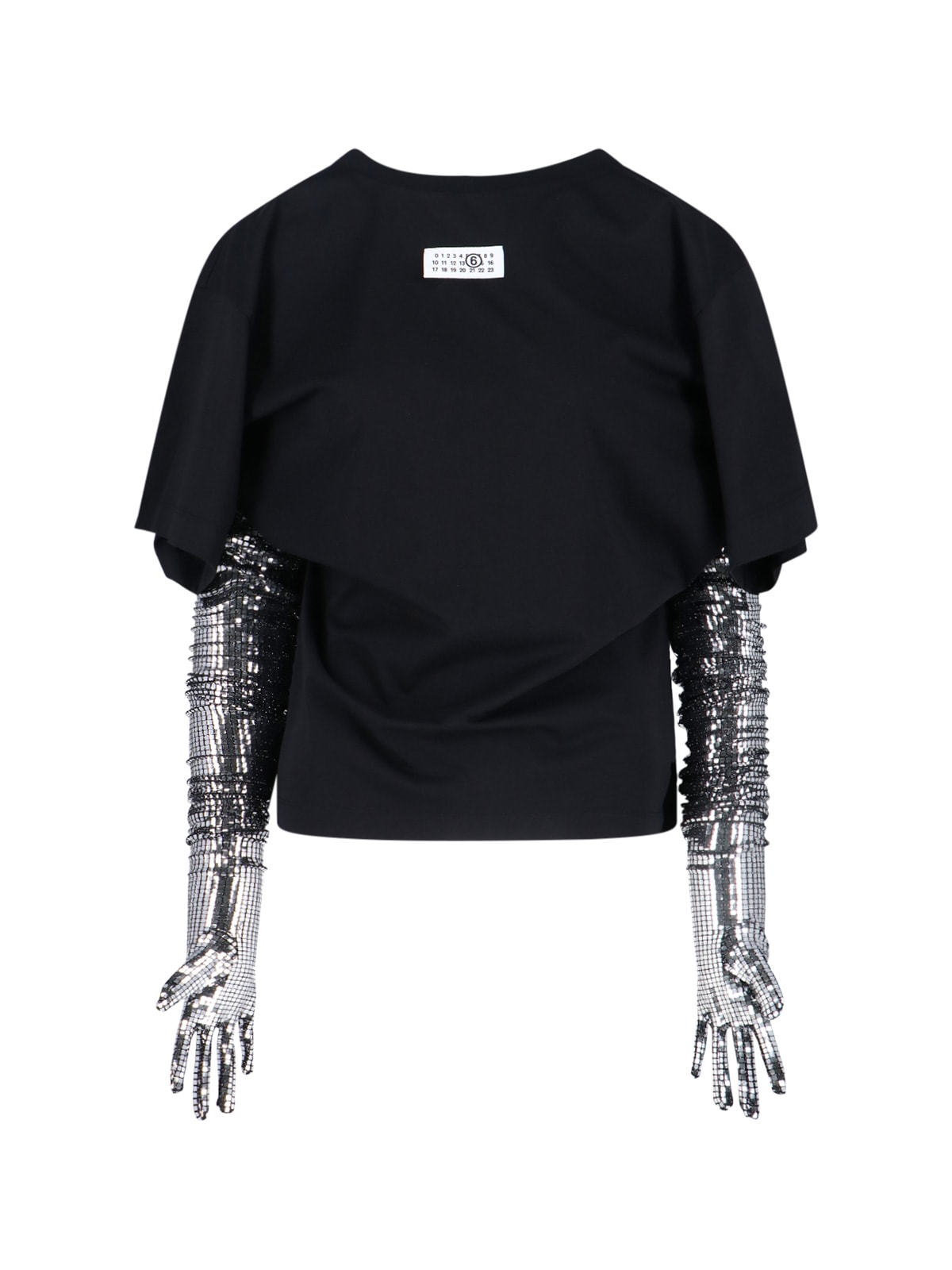 Mm6 Maison Margiela Black Cotton T-shirt With Gloves In Black