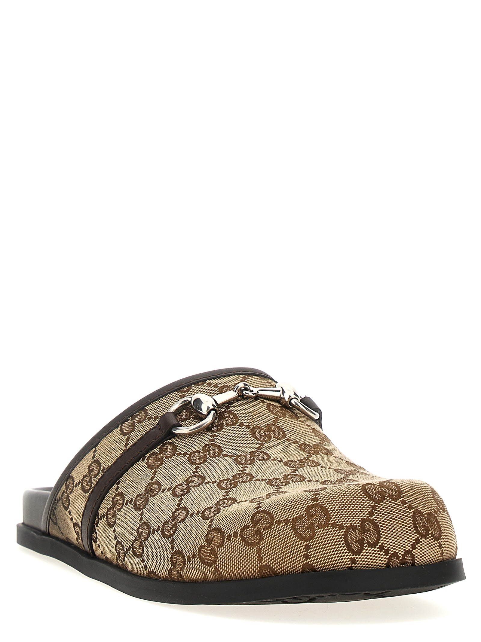 Shop Gucci Morsetto Sabots In Beige