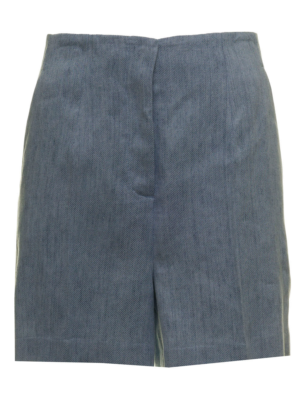 TwinSet Twin Set Womans Light Blue Cotton And Linen Shorts