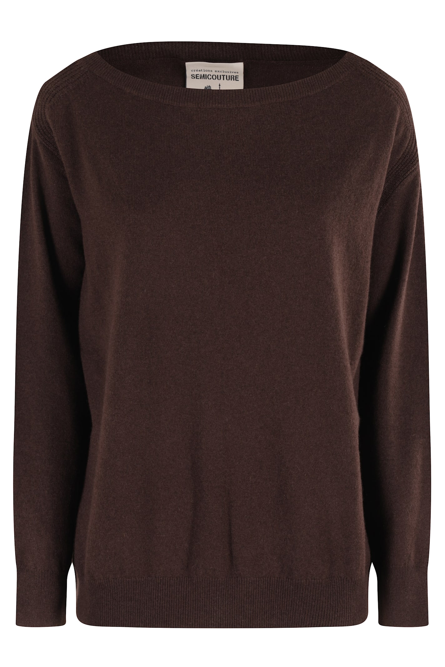 Semicouture Semi Couture Jupiner Boat Neck Sweater In Brown