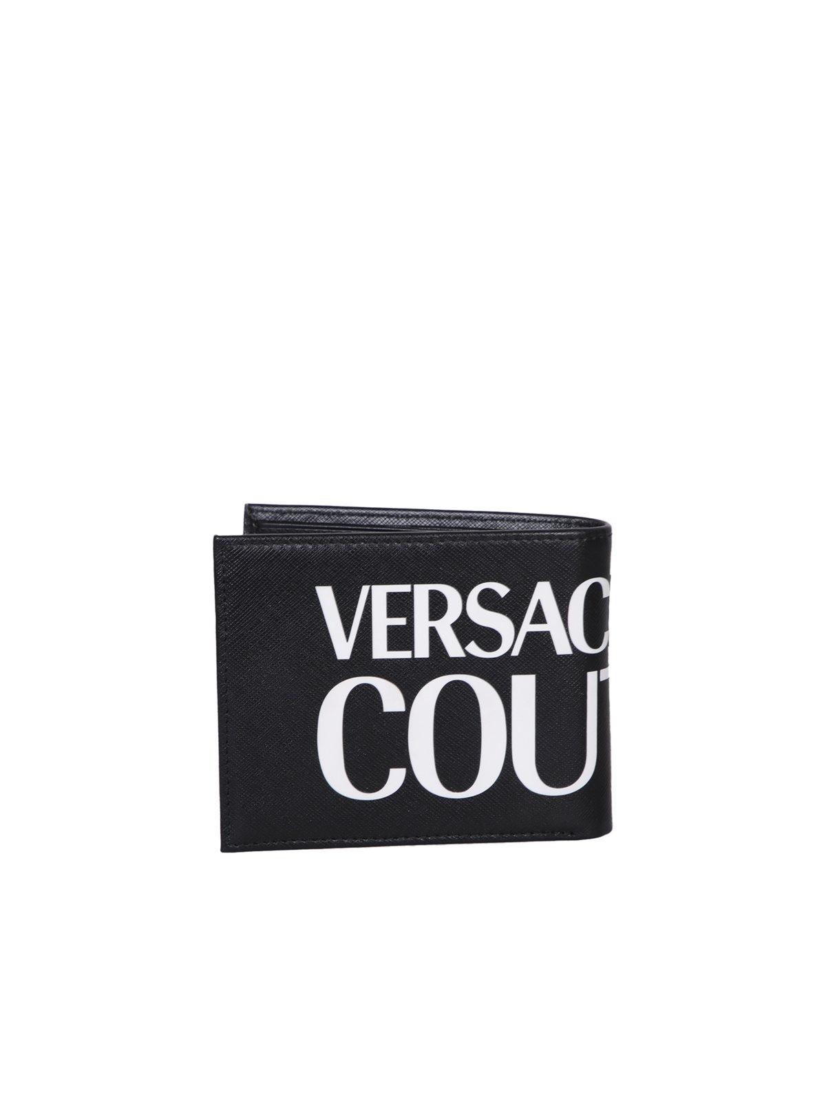 Shop Versace Jeans Couture Logo Printed Bifold Wallet In Black