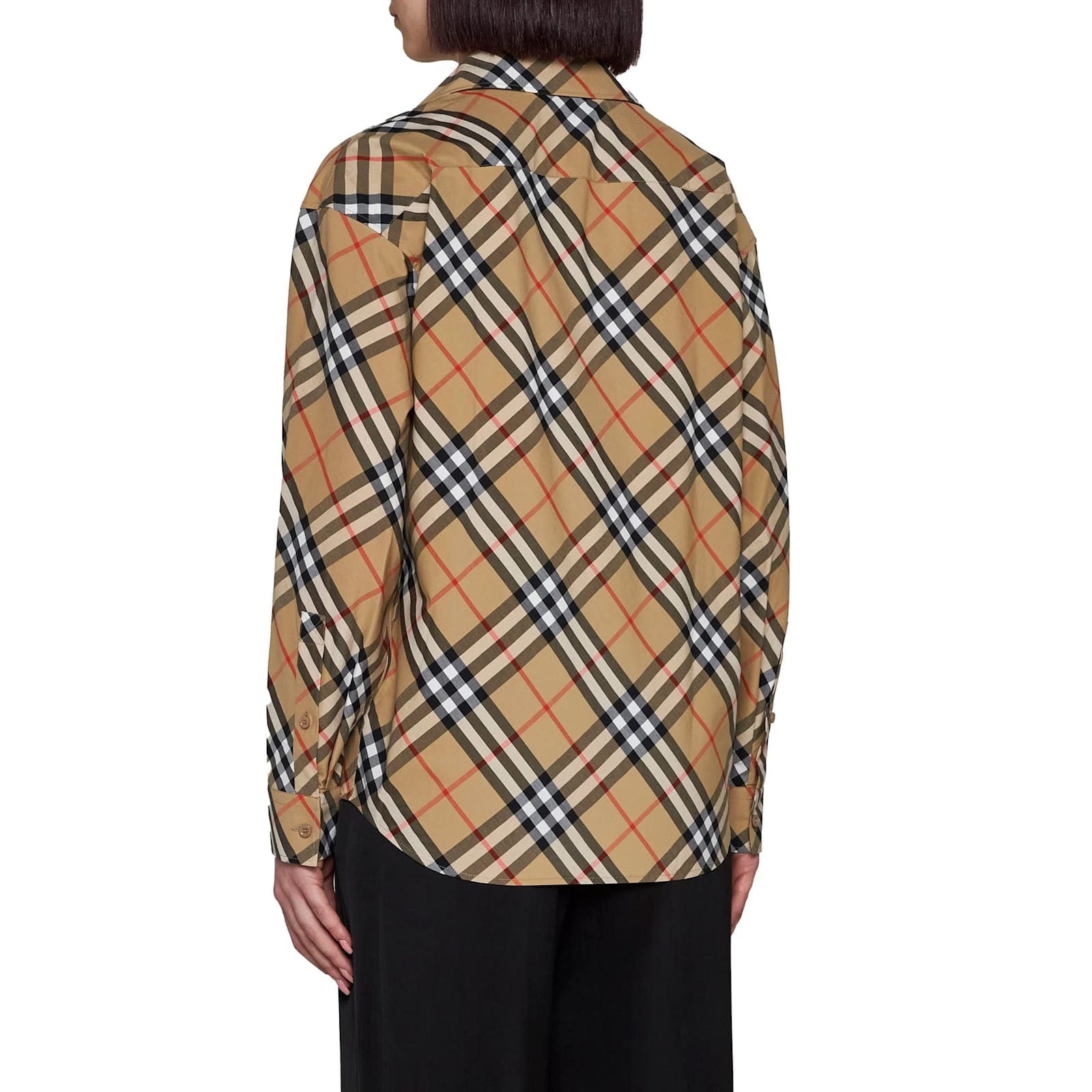 Burberry Check Cotton Shirt Women In Brown