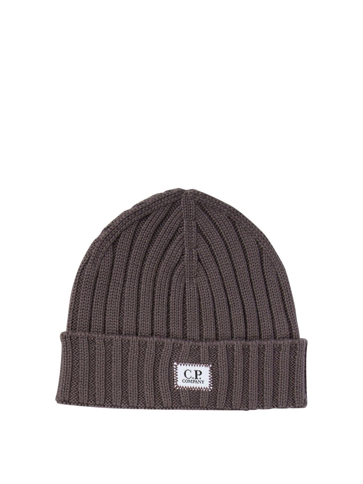 Shop C.p. Company Logo Patch Ribbed Beanie