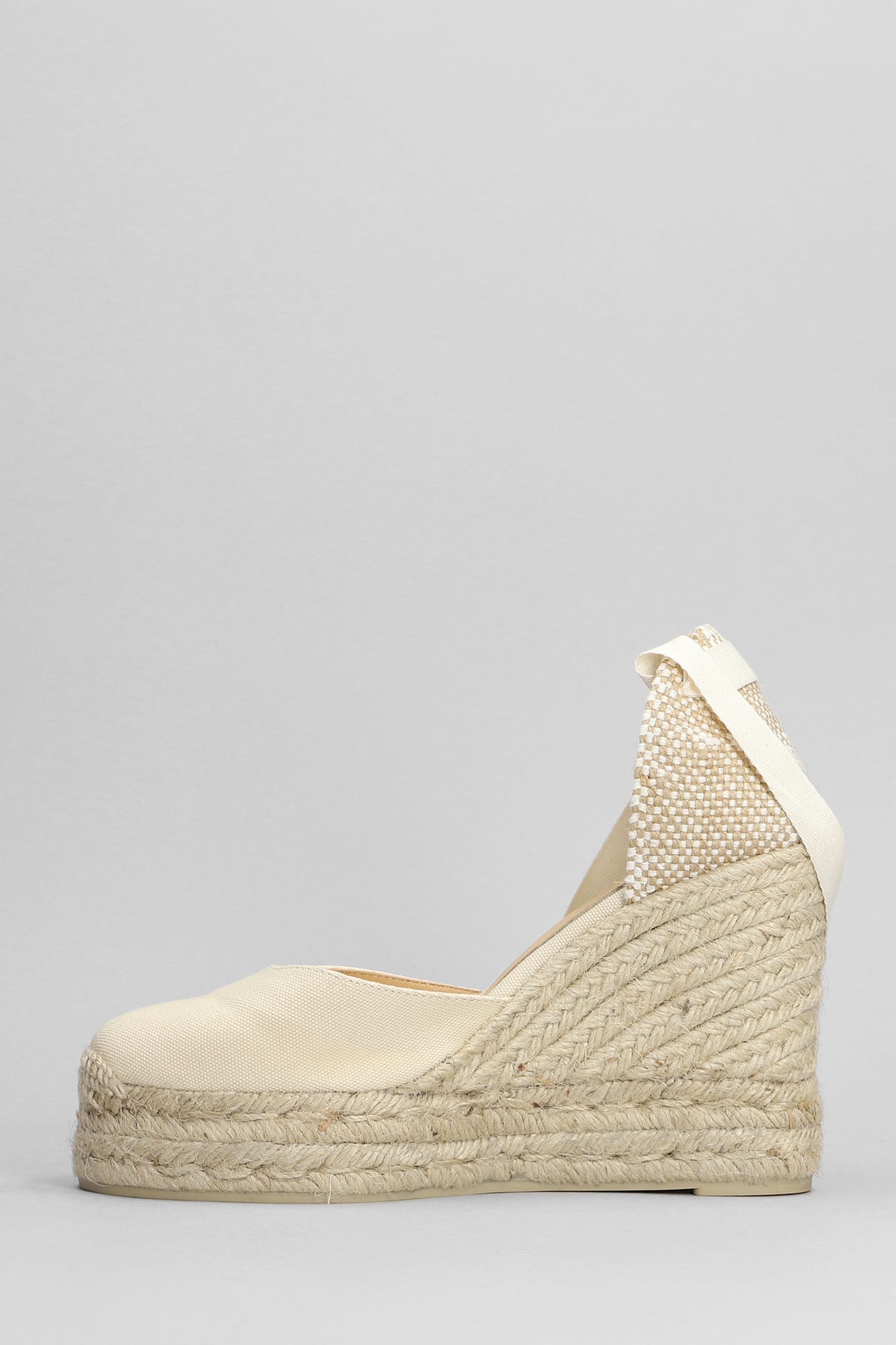 Shop Castaã±er Carina-8ed-001 Wedges In Beige Canvas