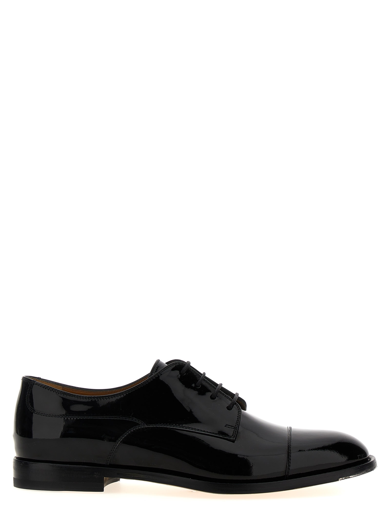 Shop Gucci Patent Leather Lace-up Shoes In Black