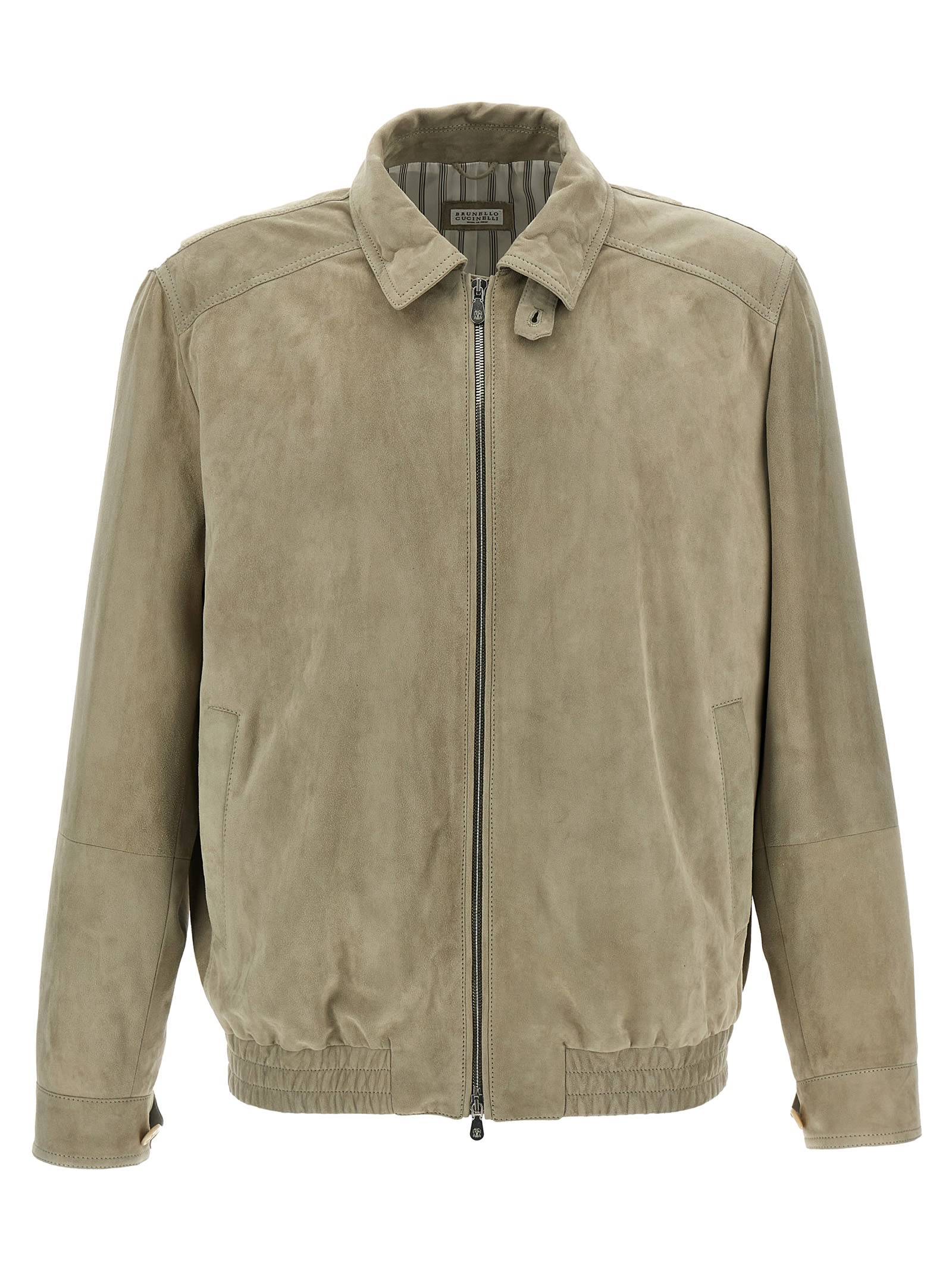 Shop Brunello Cucinelli Suede Jacket In Gray