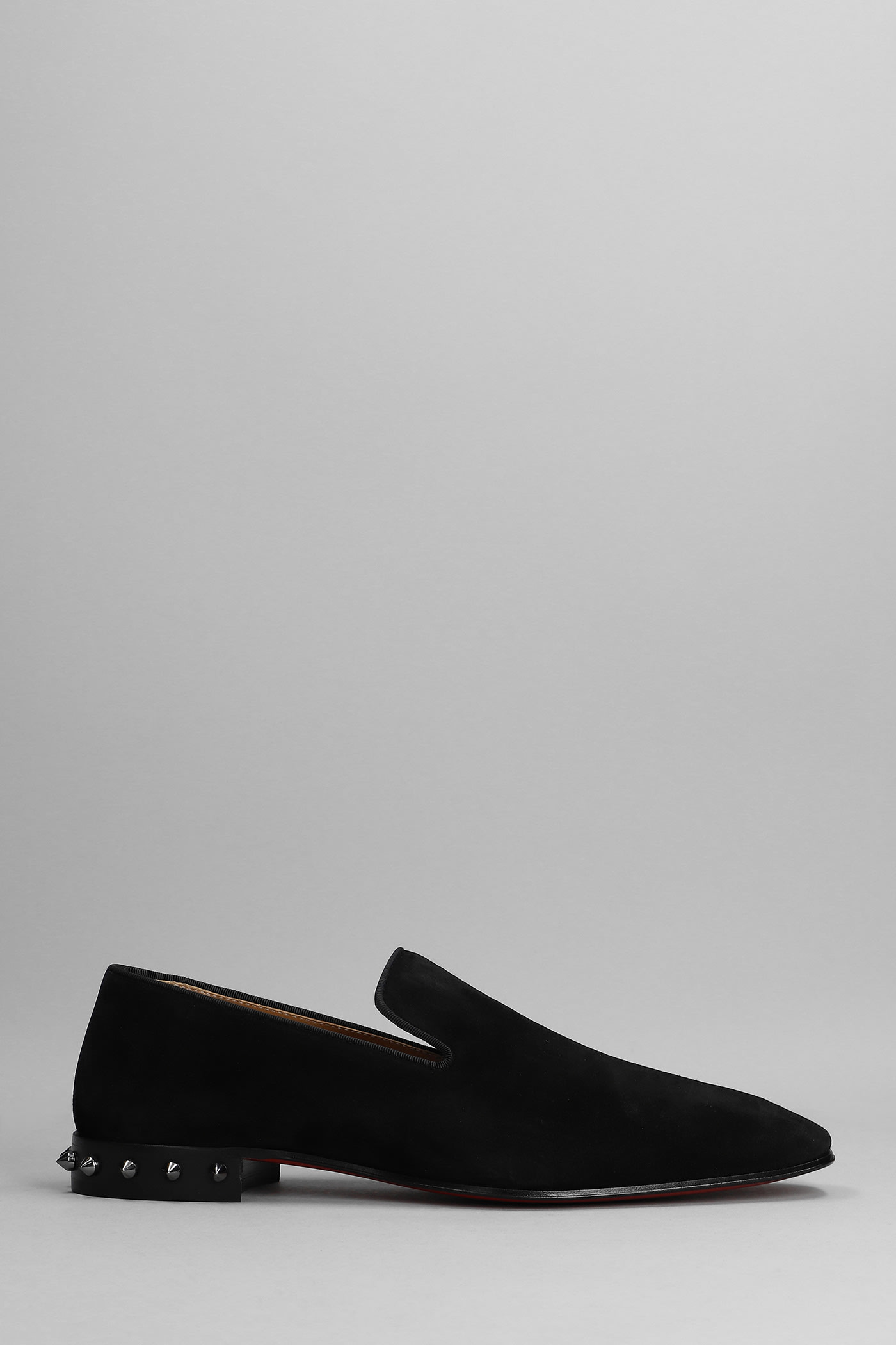 Christian Louboutin Marquees Flat Veau Loafers In Black Suede