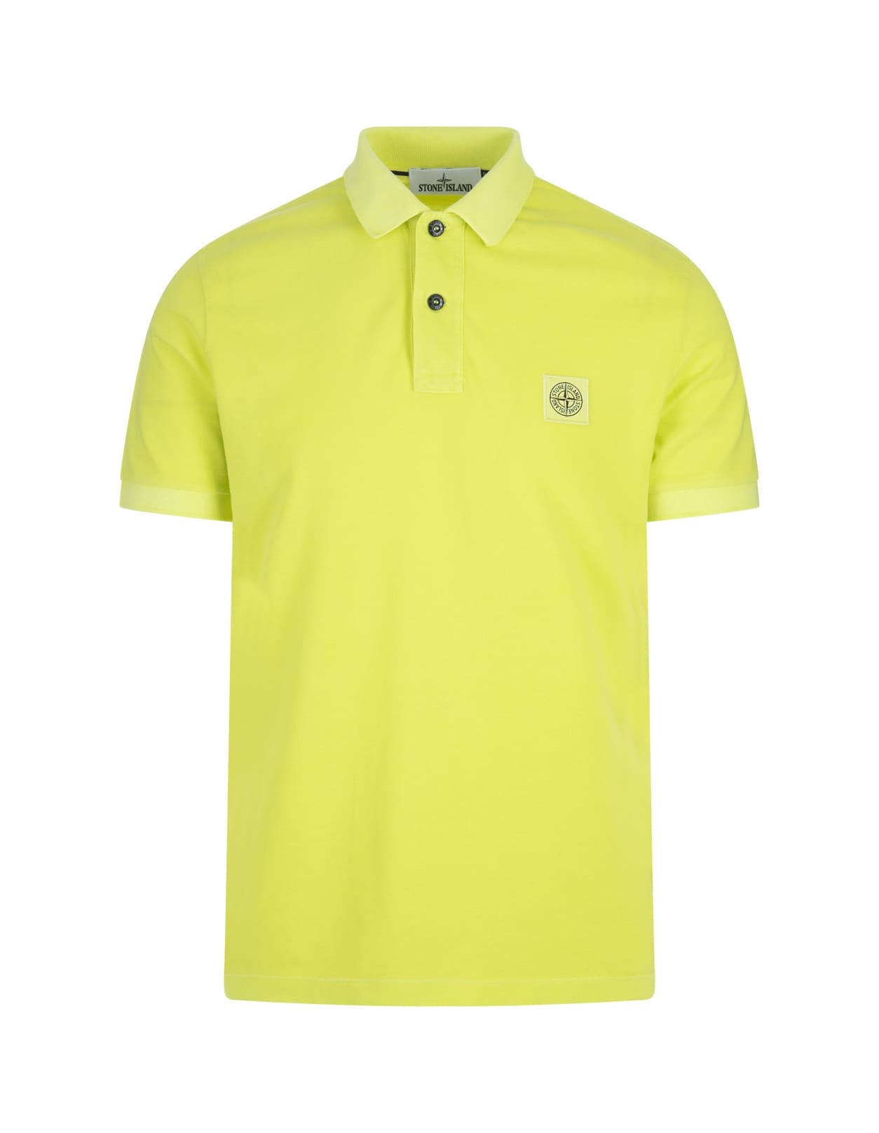 Stone Island Yellow Pigment Dyed Slim Fit Polo Shirt