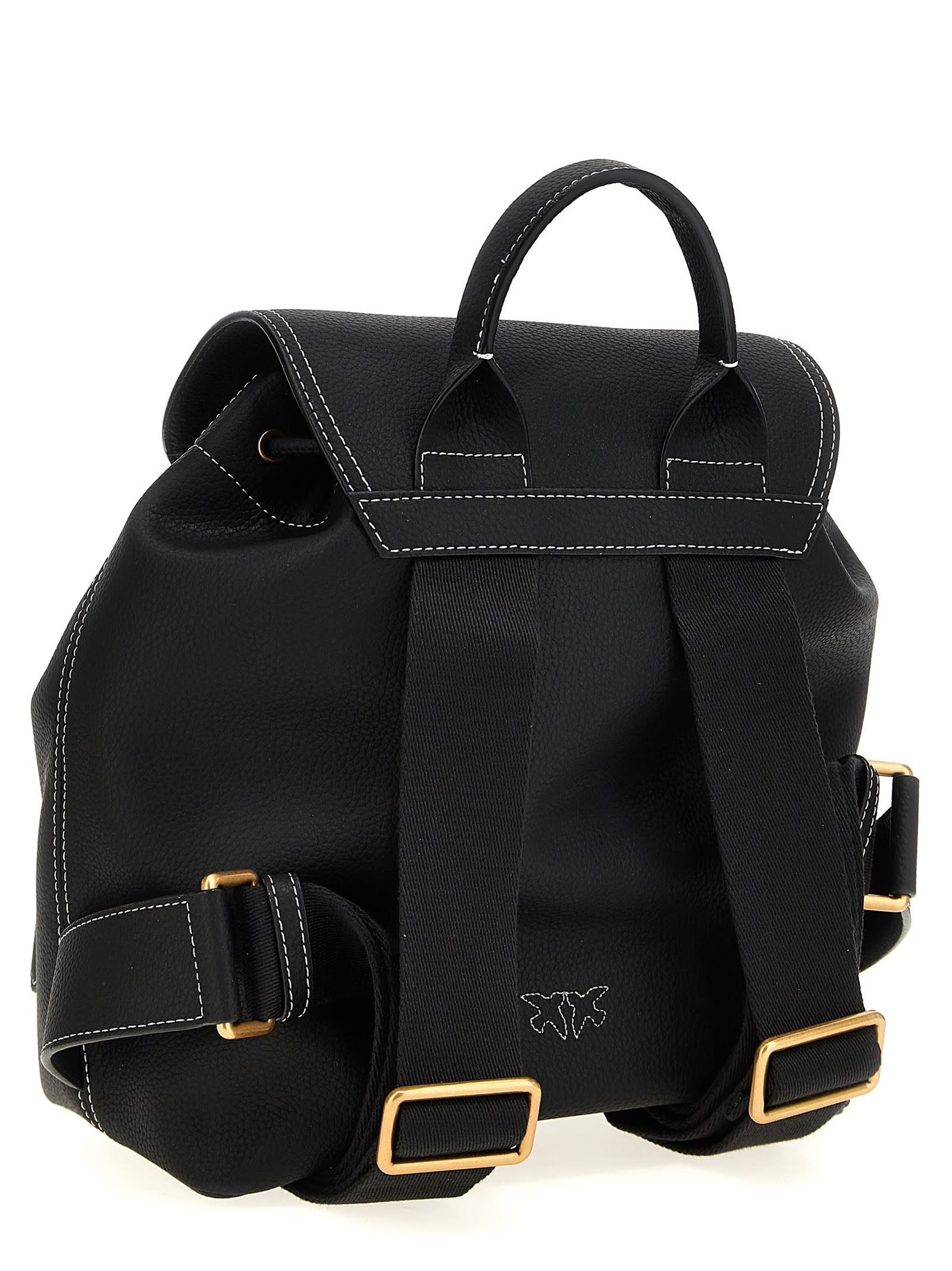 Pinko Leather Backpack In Black