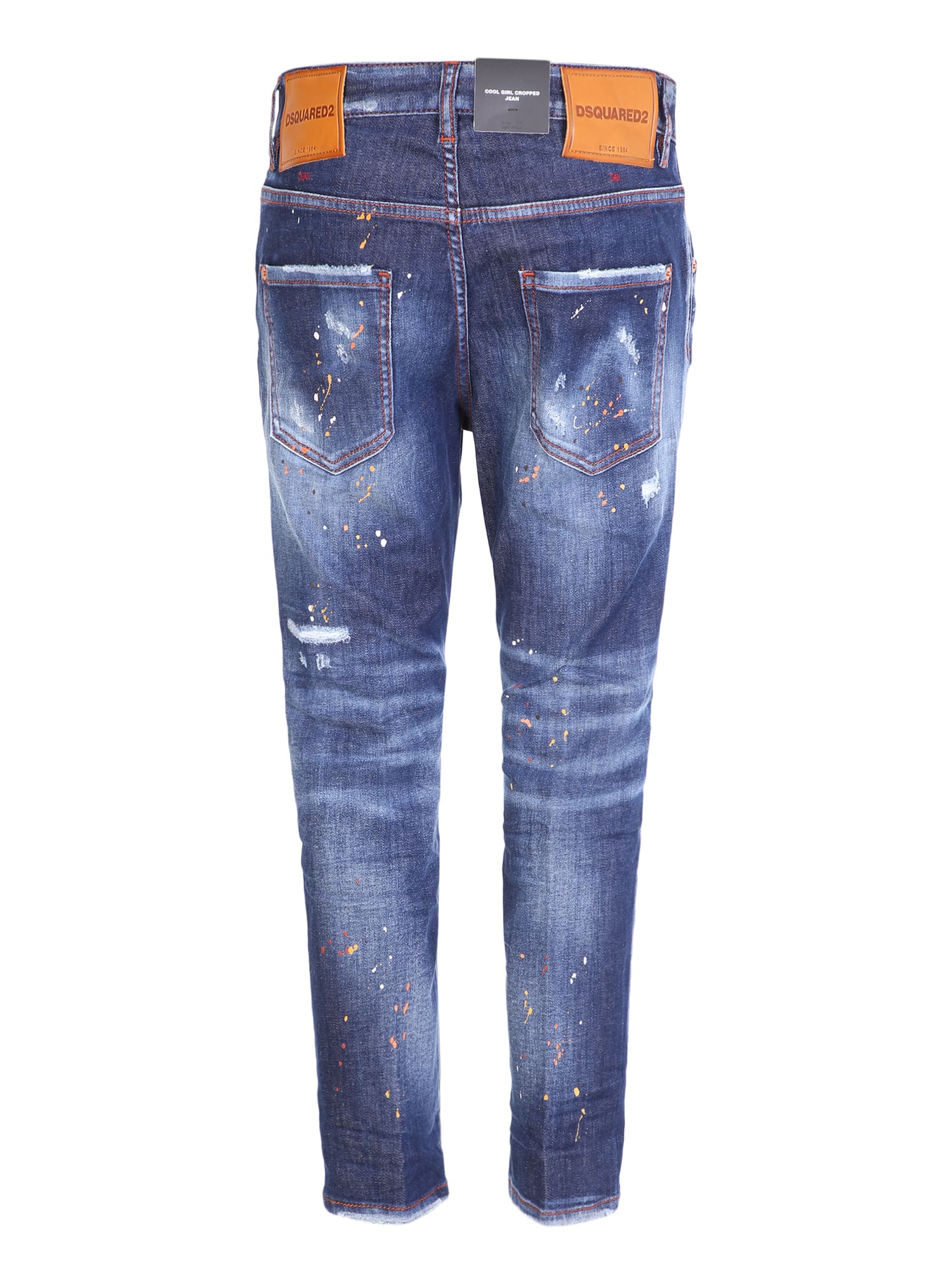 Shop Dsquared2 Paint Splatter Detail Jeans In Blue