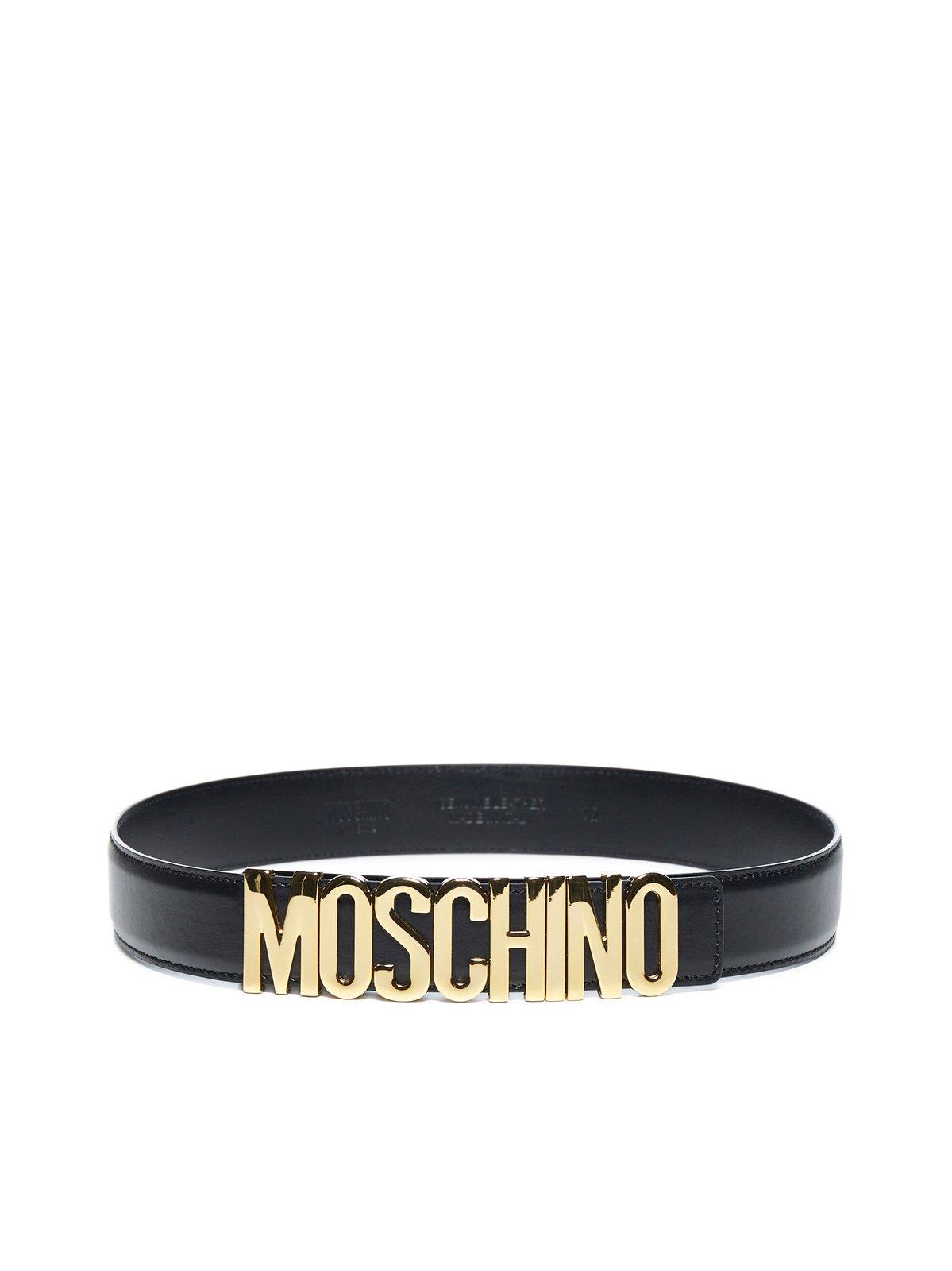 Moschino Logo Buckle Belt In Black