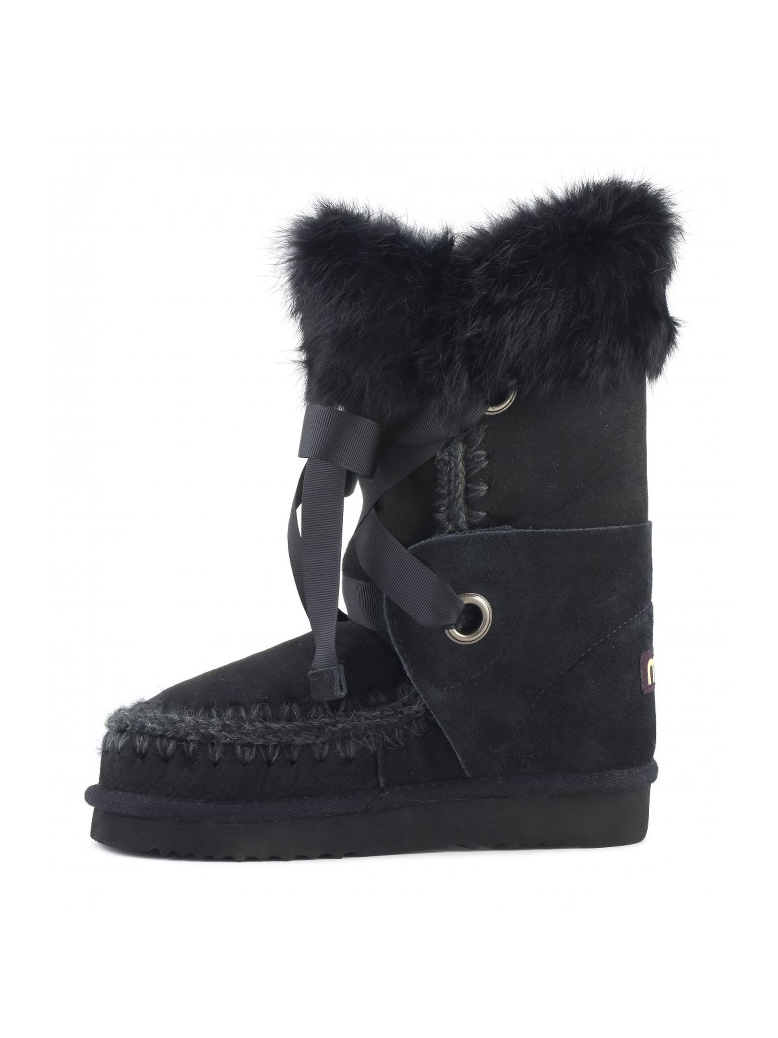 Shop Mou Black Sheepskin Eskimo Lace E Fur