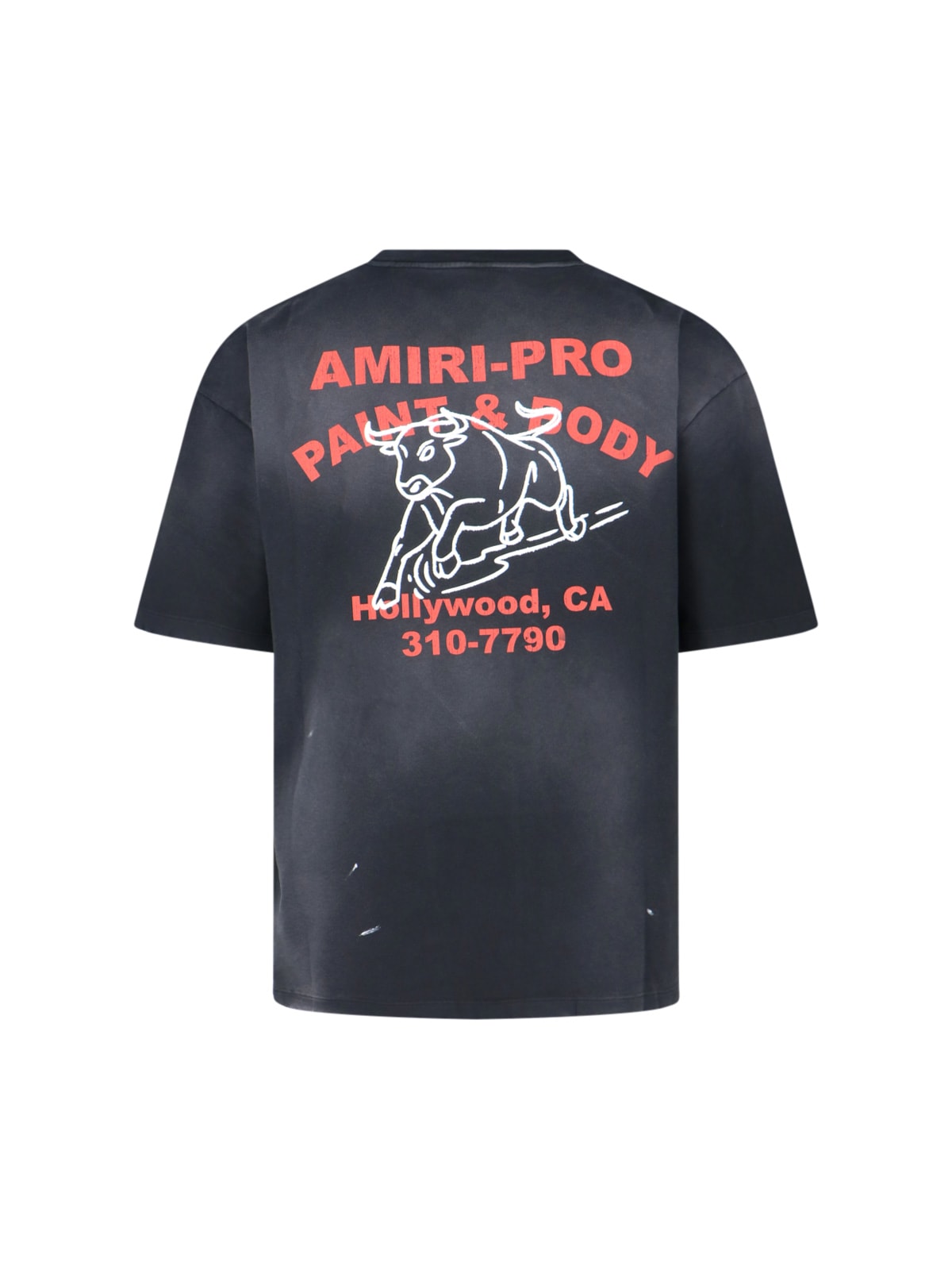 Amiri Short-sleeve T-shirt With Vintage Graphic And Distressed Finish In Blue