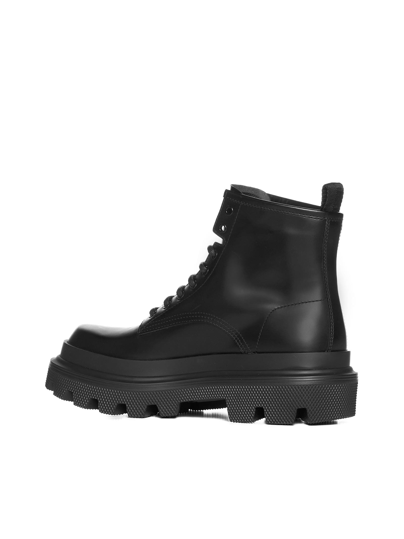 Dolce & Gabbana Studded Calfskin Hi-trekking Ankle Boots In Nero