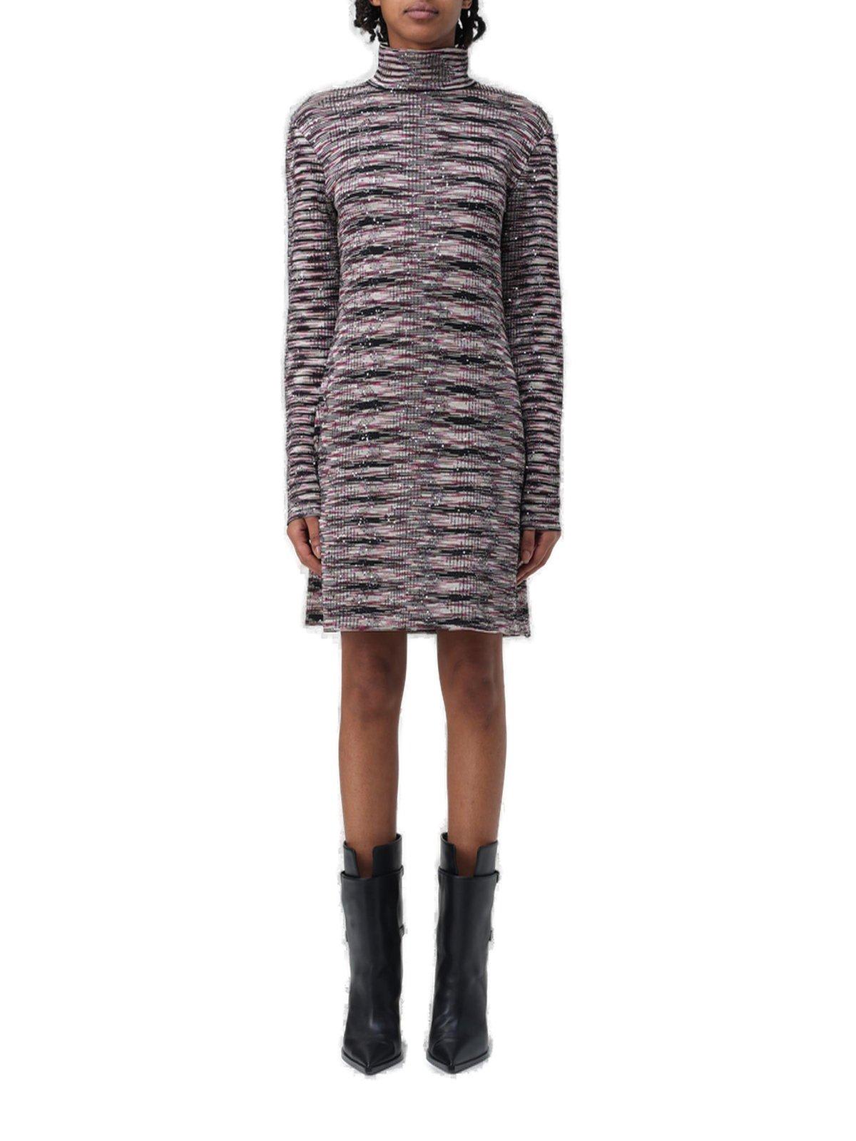 MISSONI HIGH NECK LONG-SLEEVED DRESS 