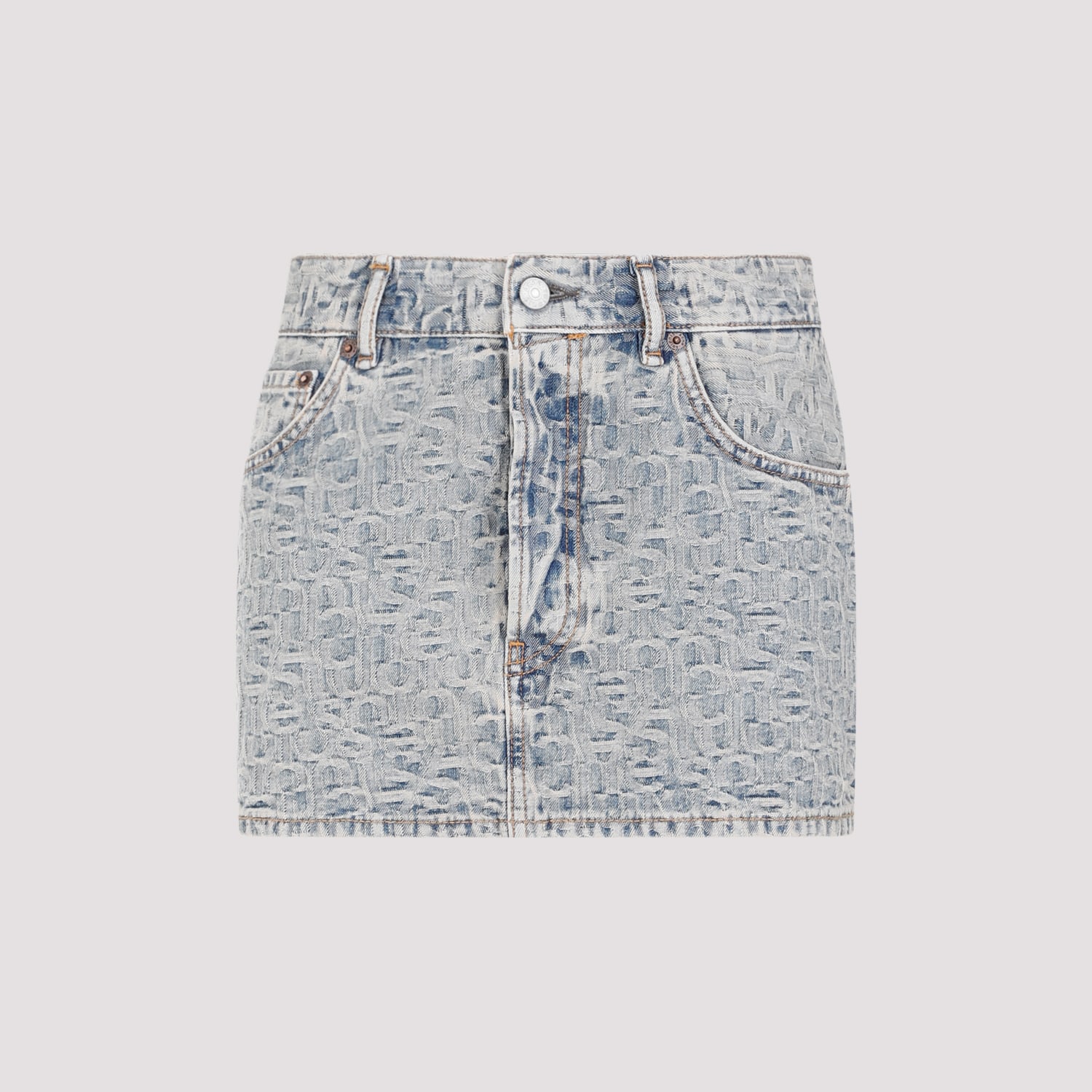 Shop Acne Studios Denim Skirt In Buf Blue Beige