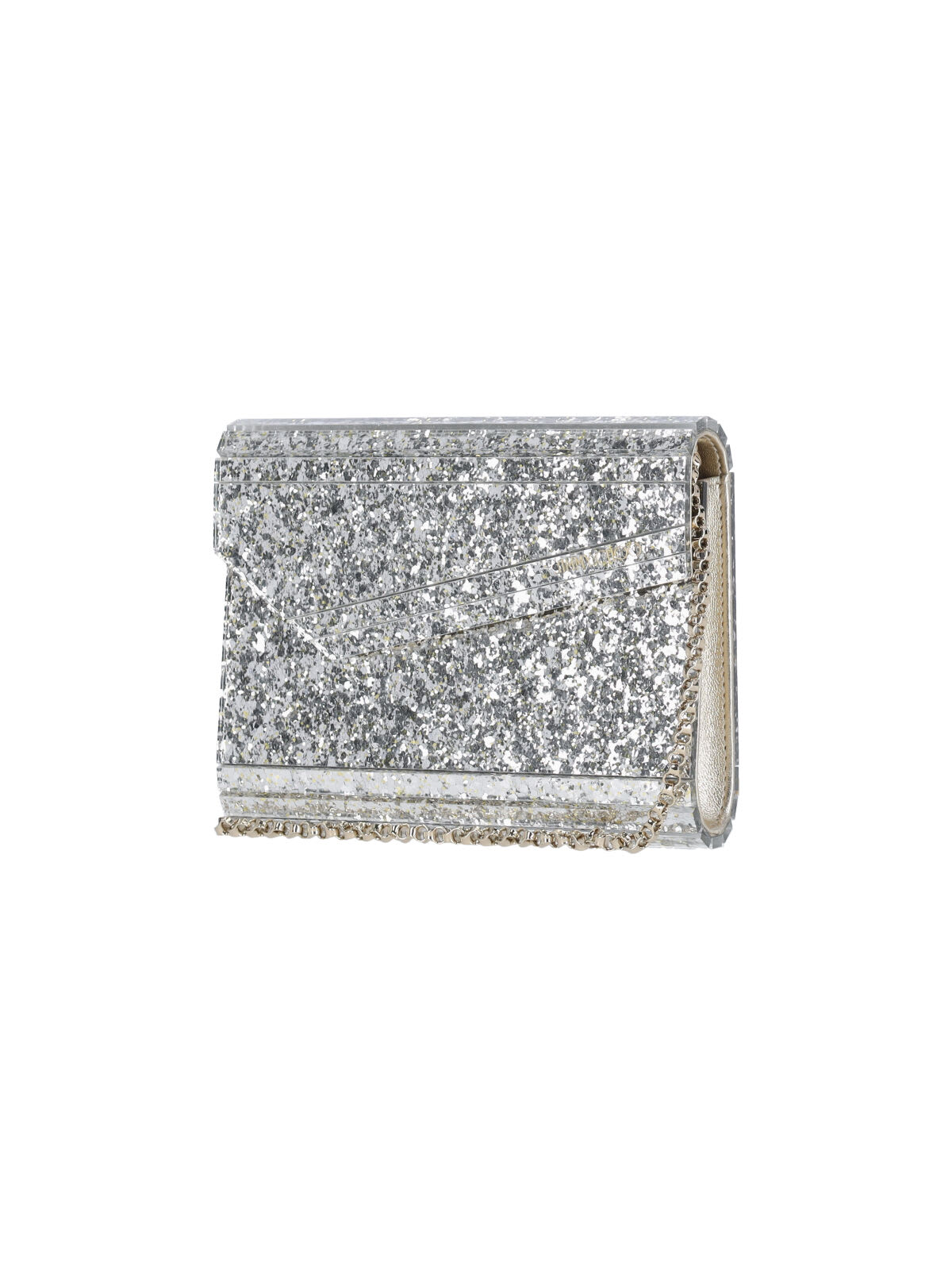 Jimmy Choo Pouch With Glitter Candy In Silver