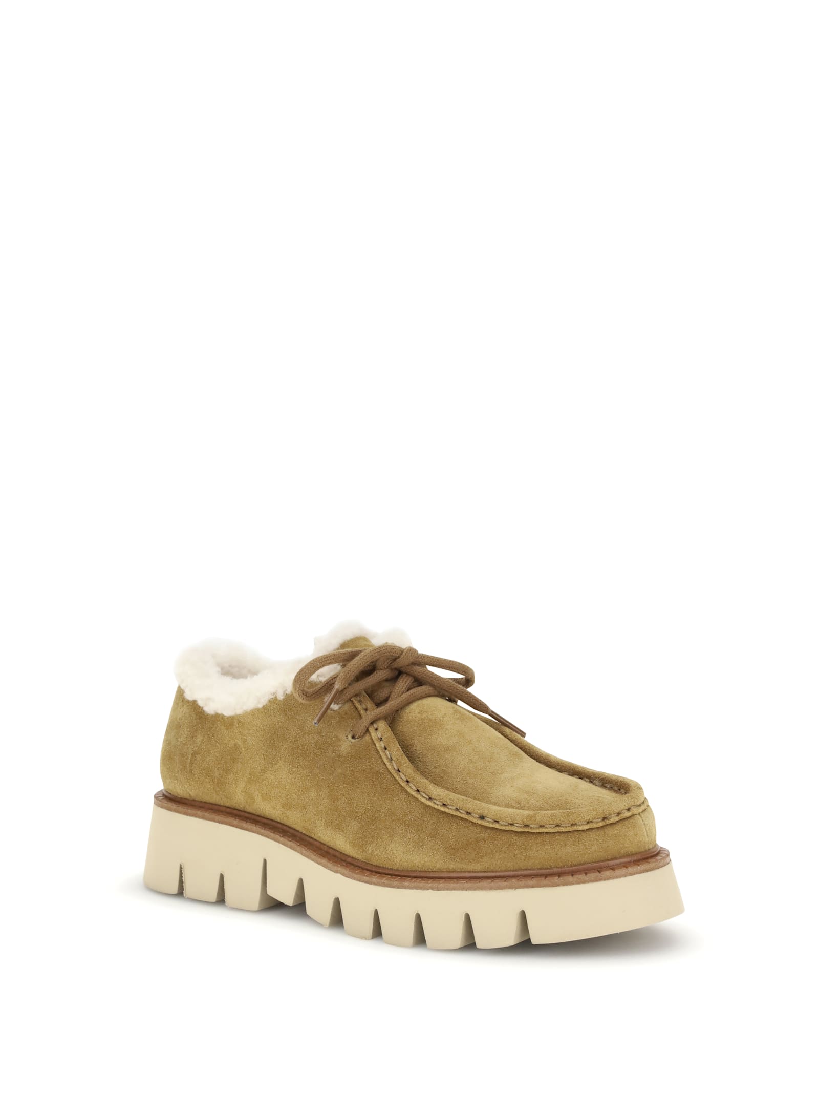 Pedro Garcia Lace-up Shearling Sneakers In Brown