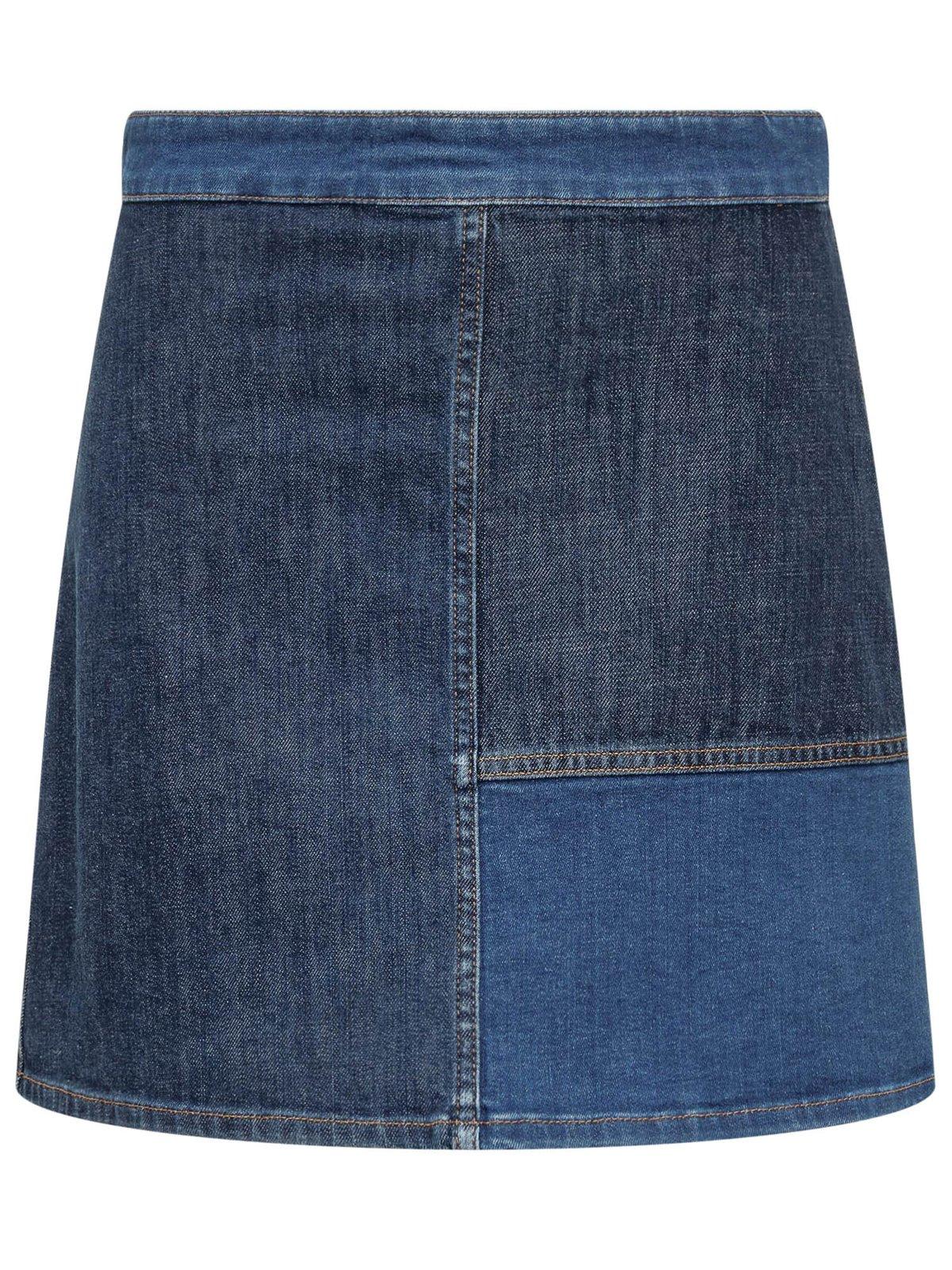 See by Chloé High Waist Patchwork Detailed Mini Skirt