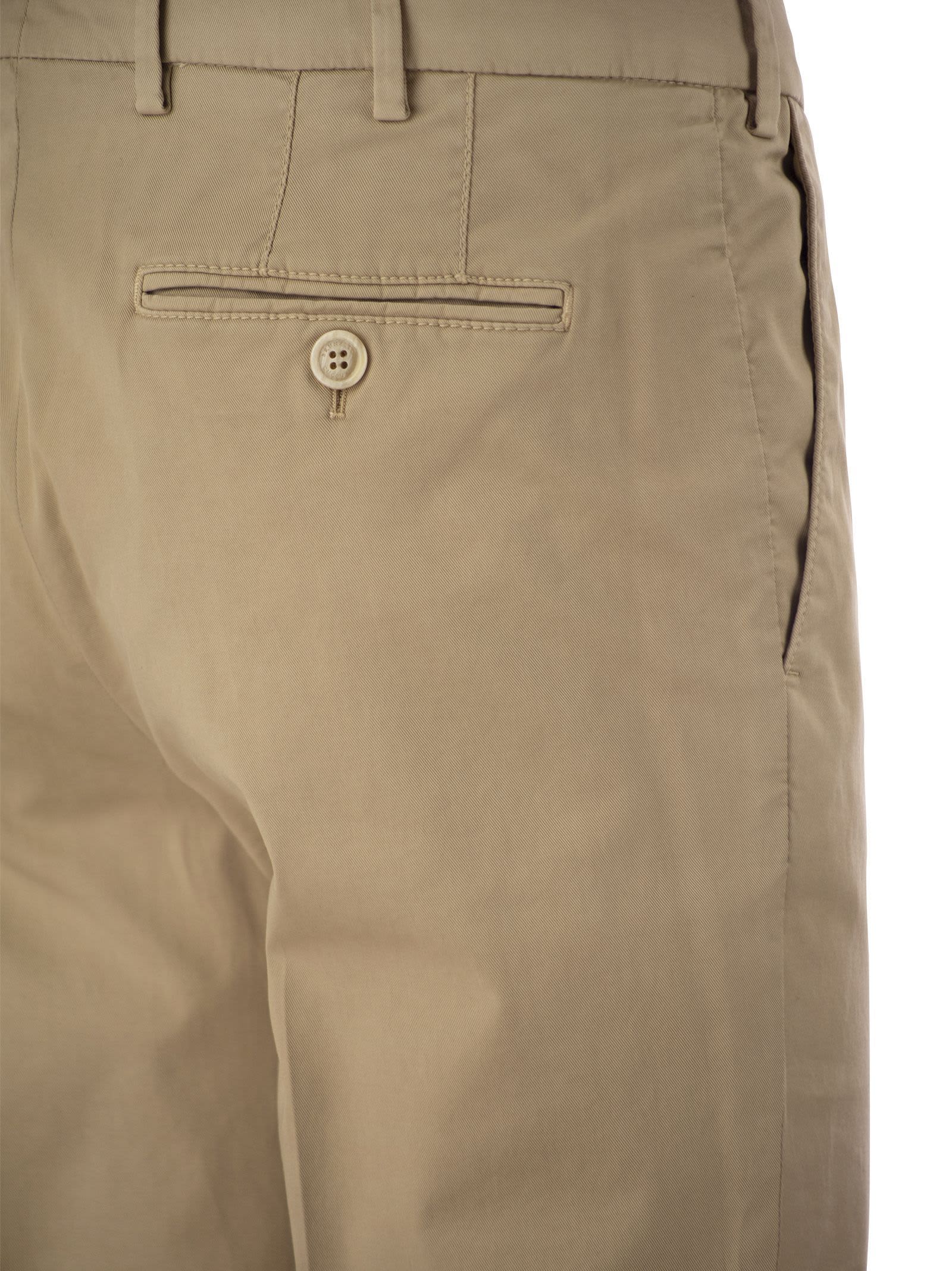 Shop Brunello Cucinelli Italian Fit Cotton Gabardine Trousers In Beige