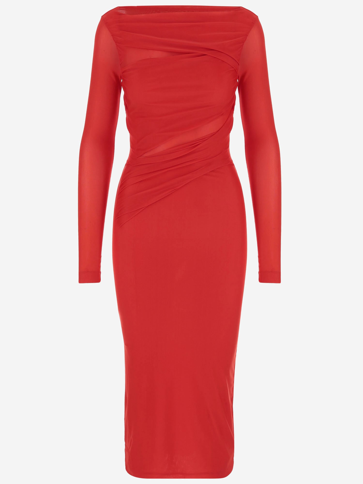 Shop Pinko Stretch Jersey Long Dress In Red