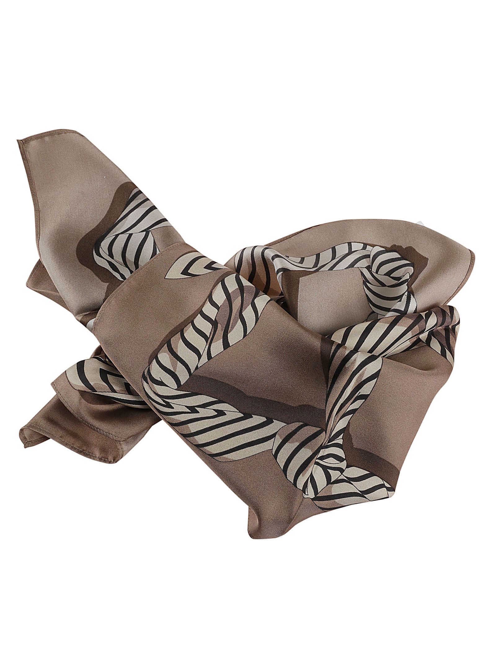 Knotted monogram silk scarf brown – TOTEME