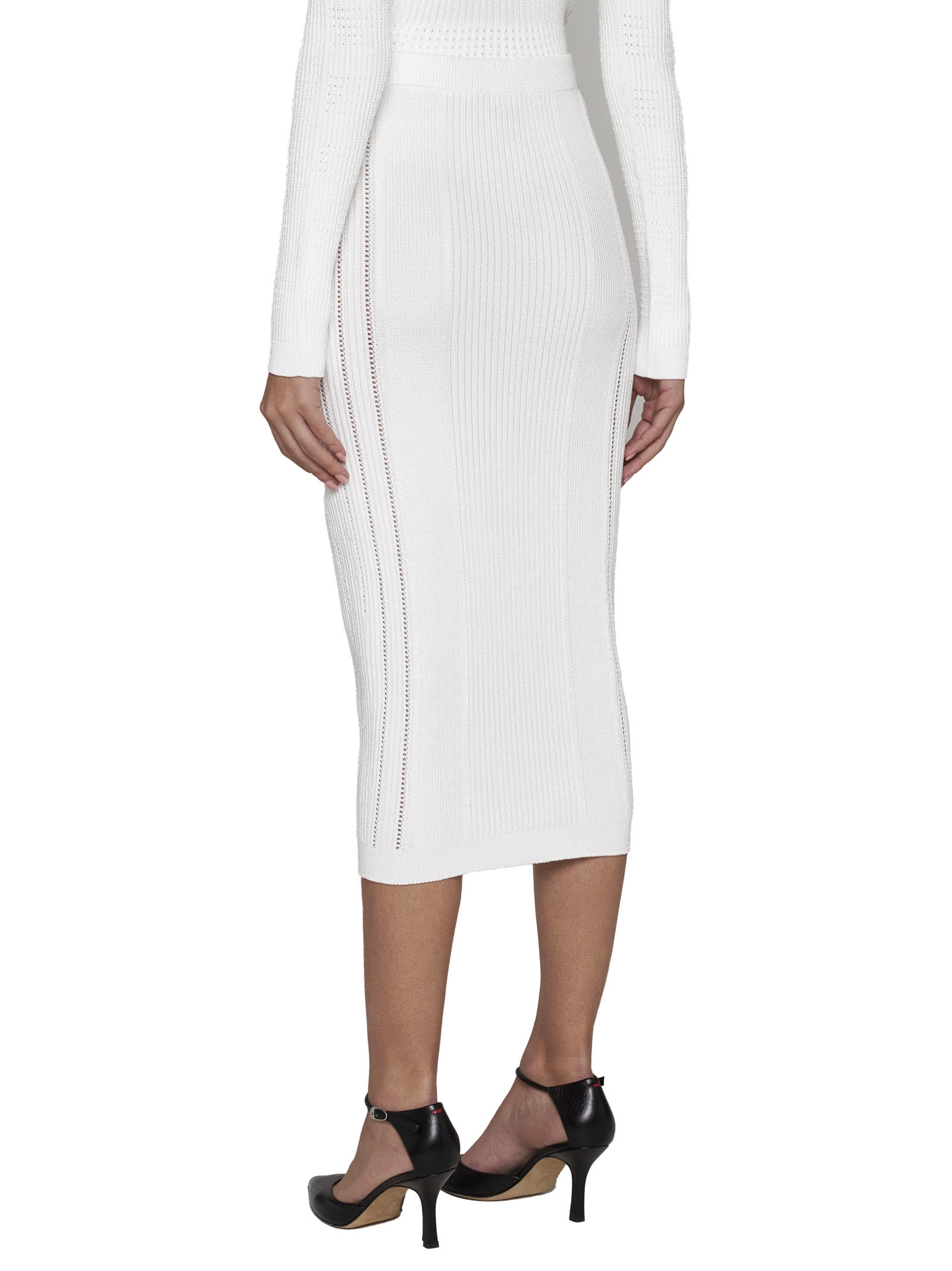 Shop Balmain Skirt In Blanc