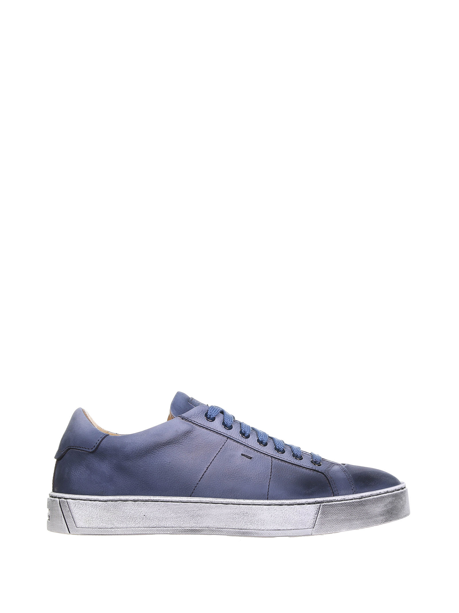 Santoni Sneaker In Blue Leather