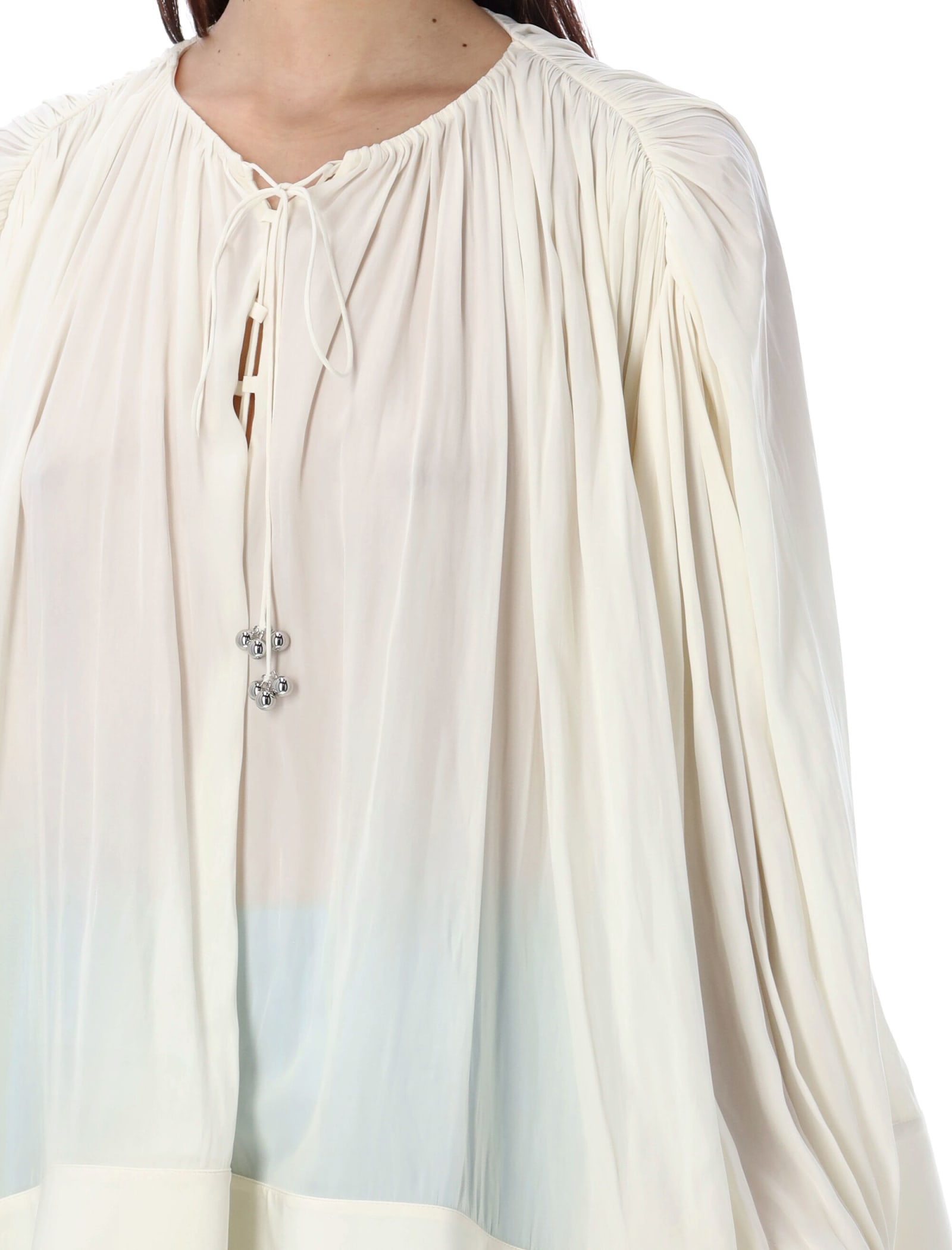 Shop Lanvin Draped Oversized Shirt In Off White