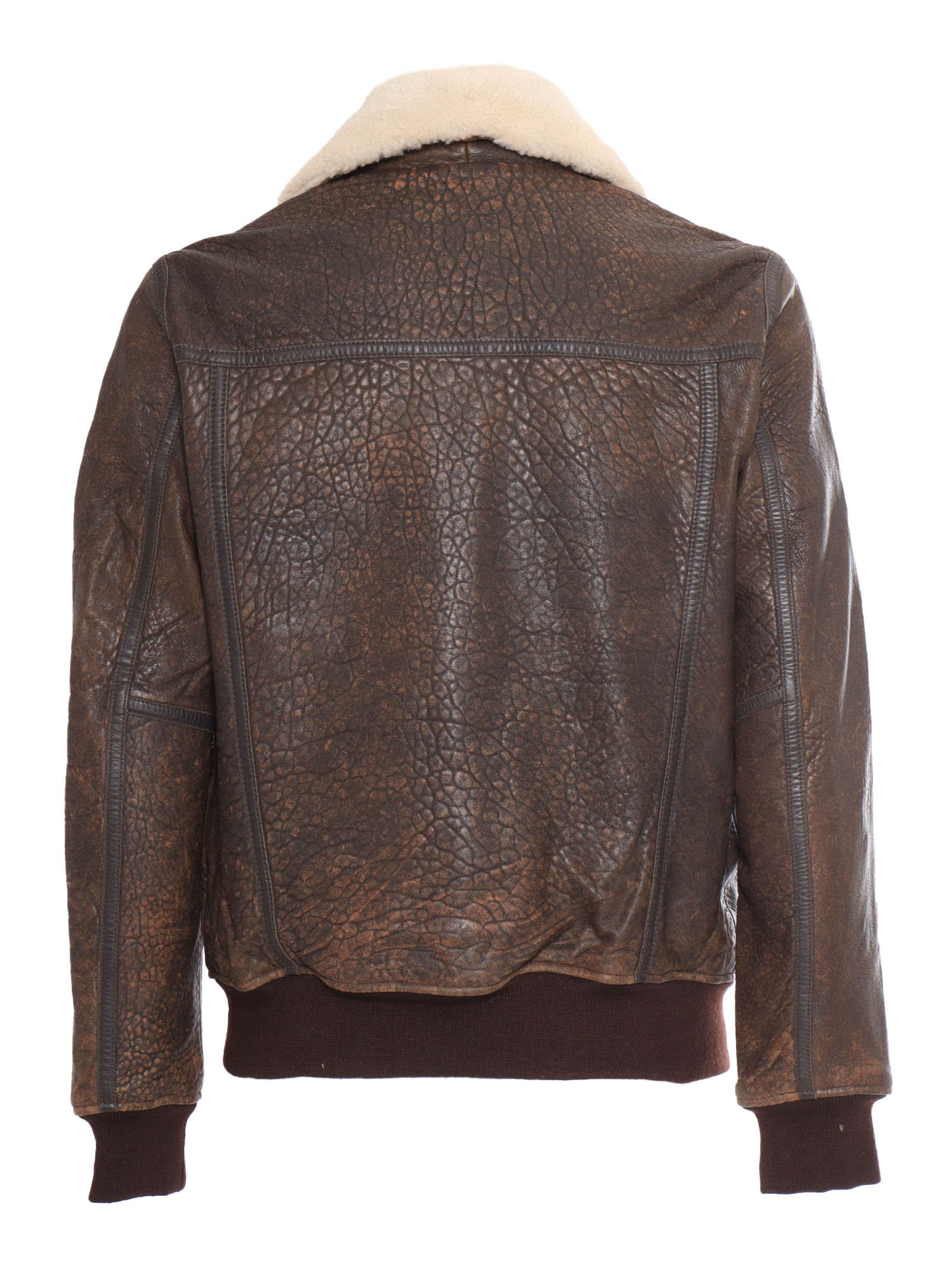 Shop Schott Leather Jacket In Brown